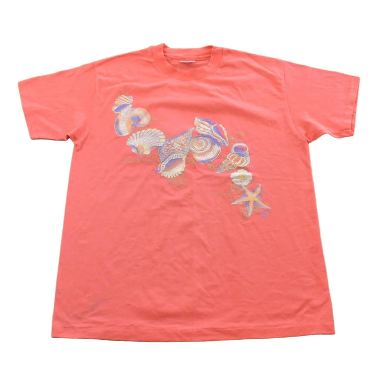 Vintage 90s Sea Shells Beach Graphic T-Shirt Men's L from propervintagecanada