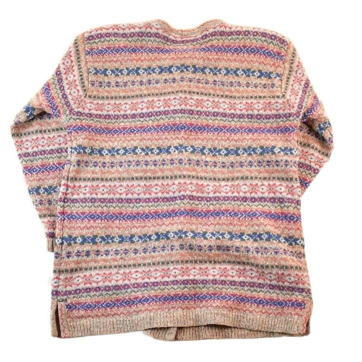 Vintage 90s Shetland Wool Knit Sweater Abstract Button Up Crewneck Mens S from propervintagecanada