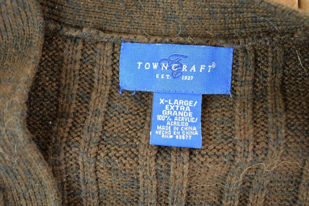 Vintage 90s Towncraft Cable Knit Sweater Vest Mens Large from propervintagecanada