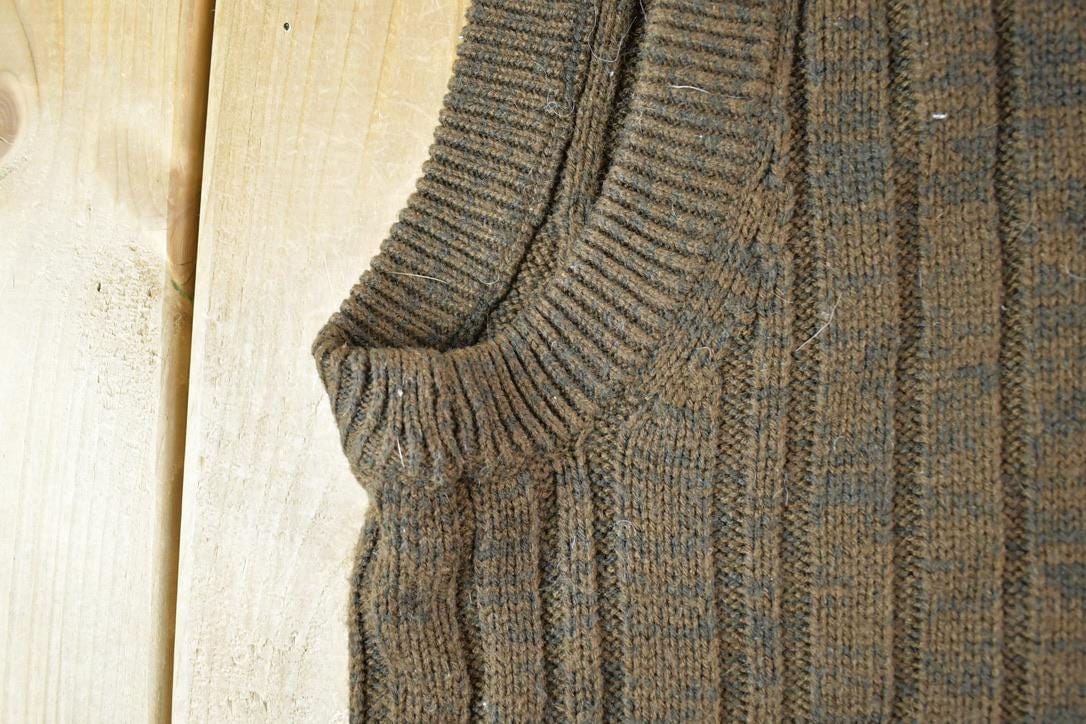 Vintage 90s Towncraft Cable Knit Sweater Vest Mens Large from propervintagecanada