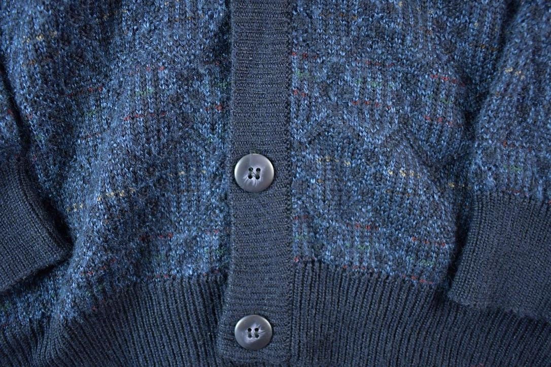 Vintage 90s Towncraft Cardigan: Embroidered Patchwork Knit Mens M from propervintagecanada