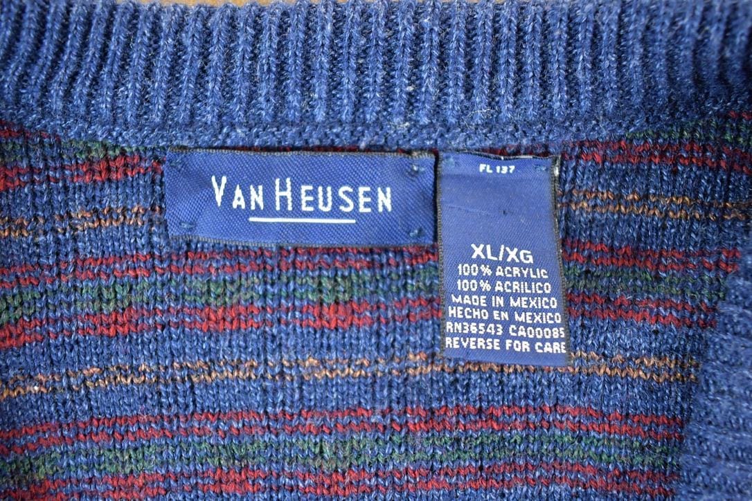 Vintage 90s Van Heusen Knit Cardigan Sweater Mens XL from propervintagecanada