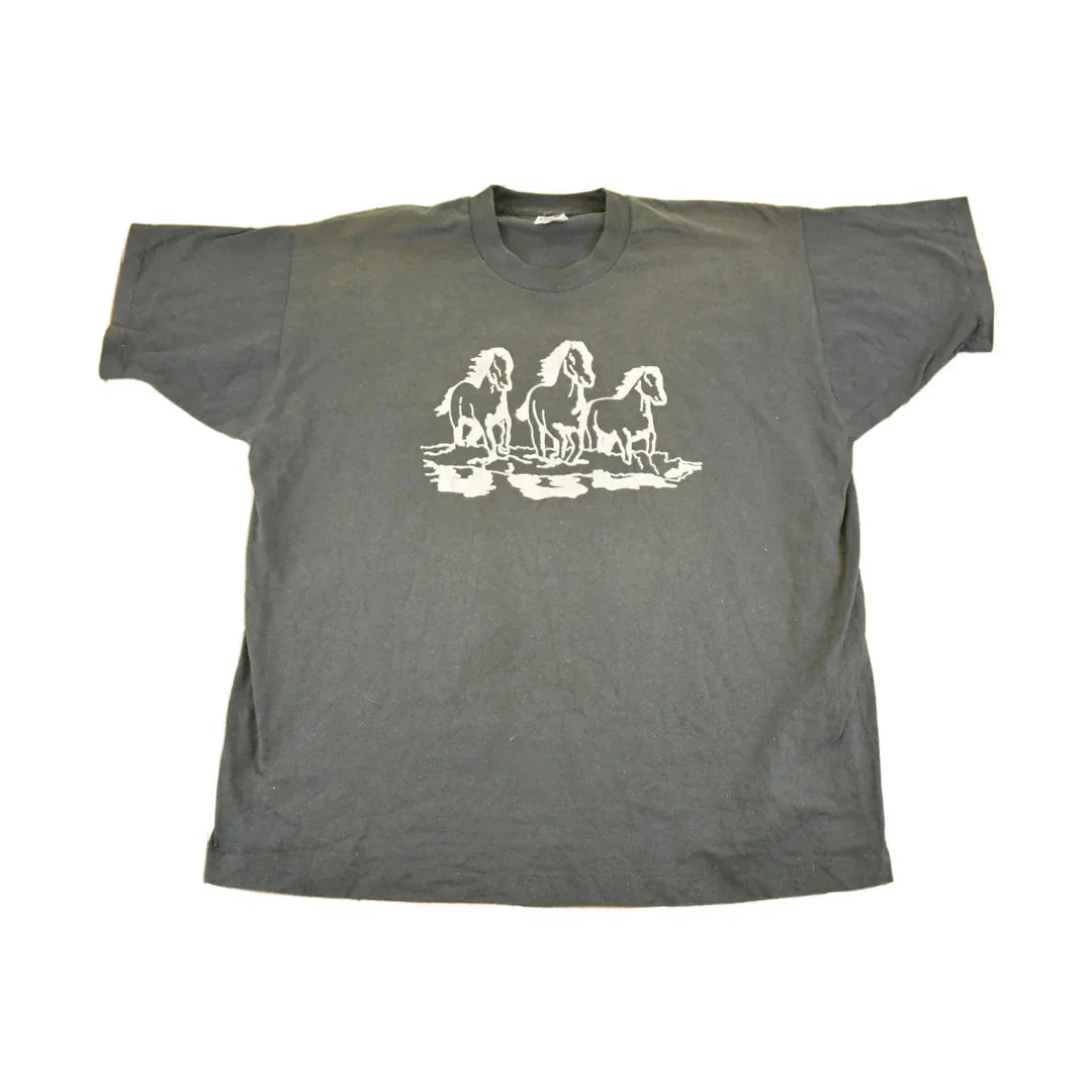 Vintage 90s Wild Horses Graphic T-Shirt, Men's XL, Single Stitch, Made in USA from propervintagecanada