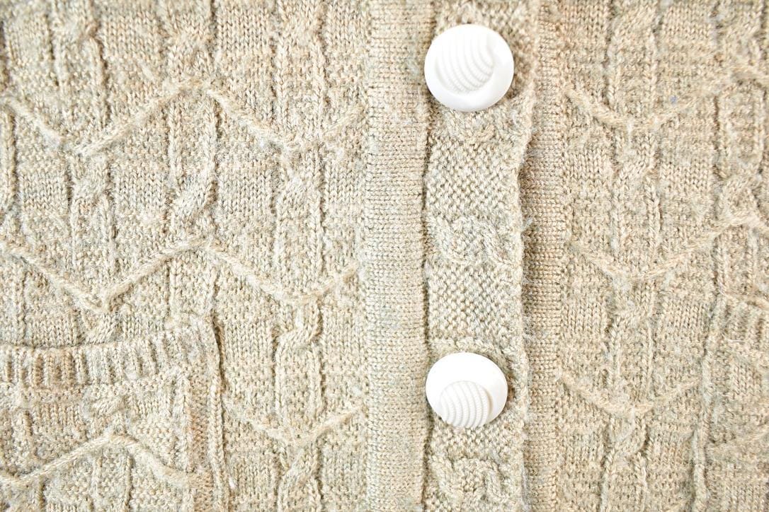 Vintage 90s Wool Knit Cardigan Vest Chunky Button Up Women's S from propervintagecanada
