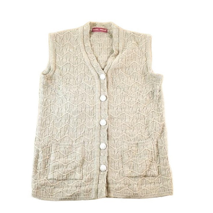 Vintage 90s Wool Knit Cardigan Vest Chunky Button Up Women's S from propervintagecanada