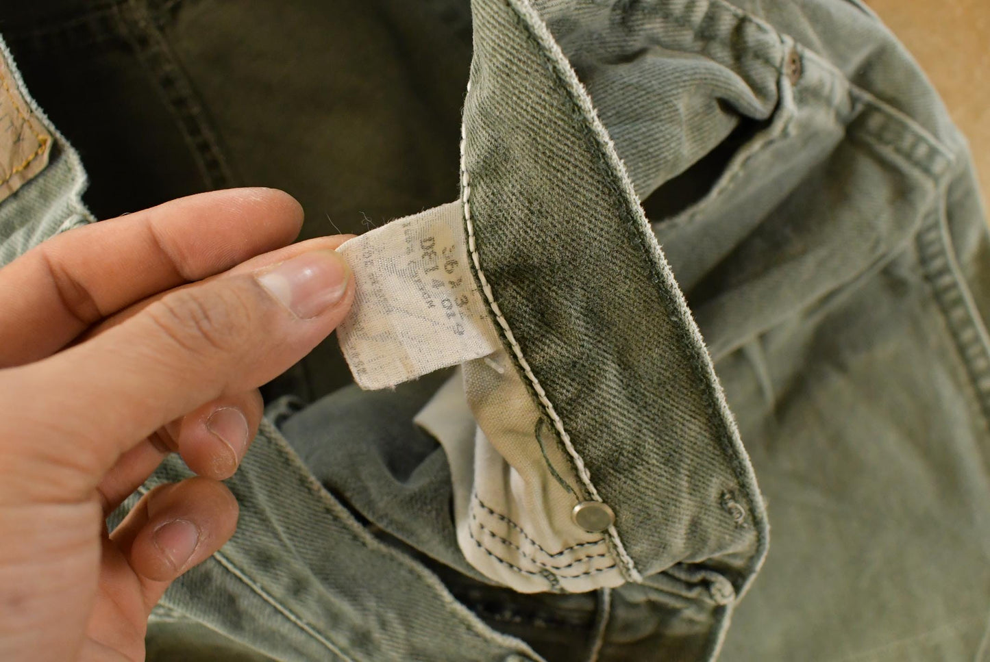 Vintage 90s Wrangler Green Denim Jeans, Men's 34x30 from propervintagecanada