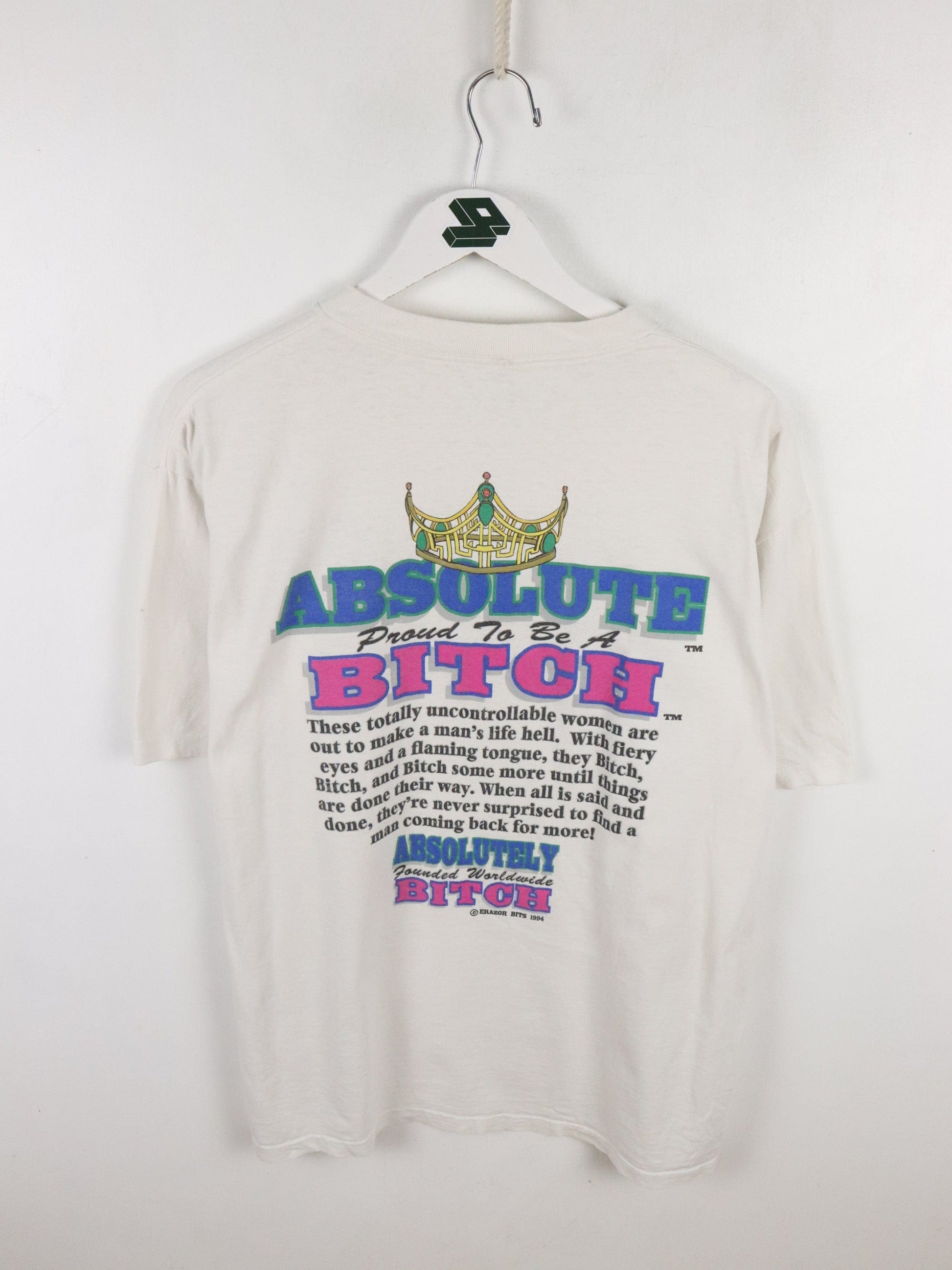 Vintage Absolute Bitch T Shirt Mens XL White from propervintagecanada