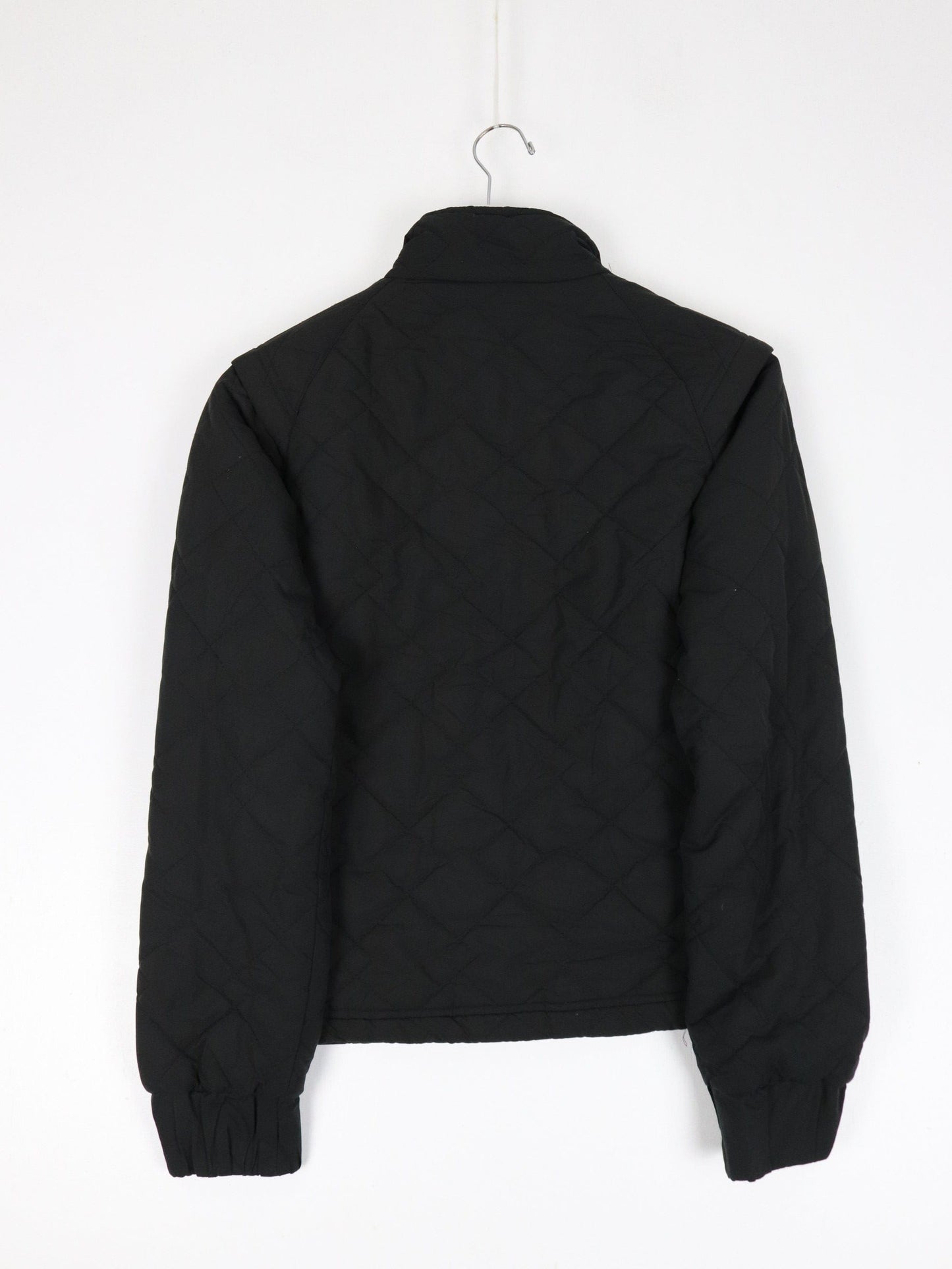 Vintage Adidas Jacket Womens Small Black Quilt Y2K Coat from propervintagecanada