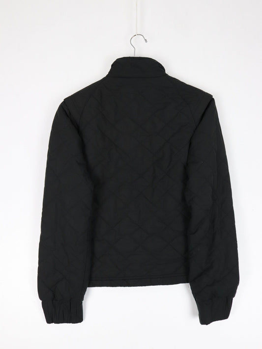 Vintage Adidas Jacket Womens Small Black Quilt Y2K Coat