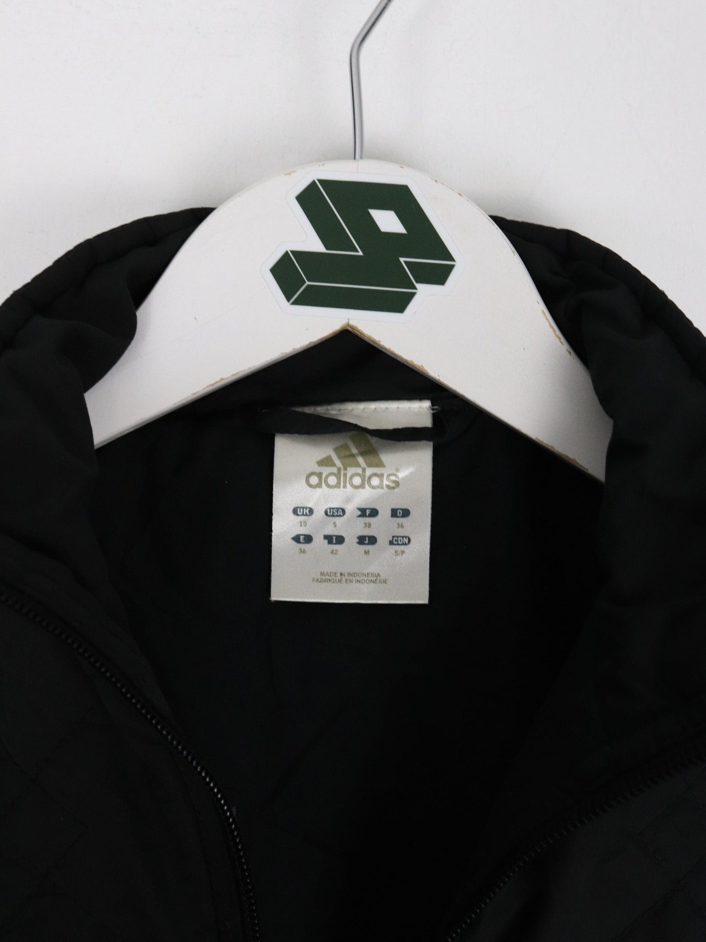 Vintage Adidas Jacket Womens Small Black Quilt Y2K Coat from propervintagecanada