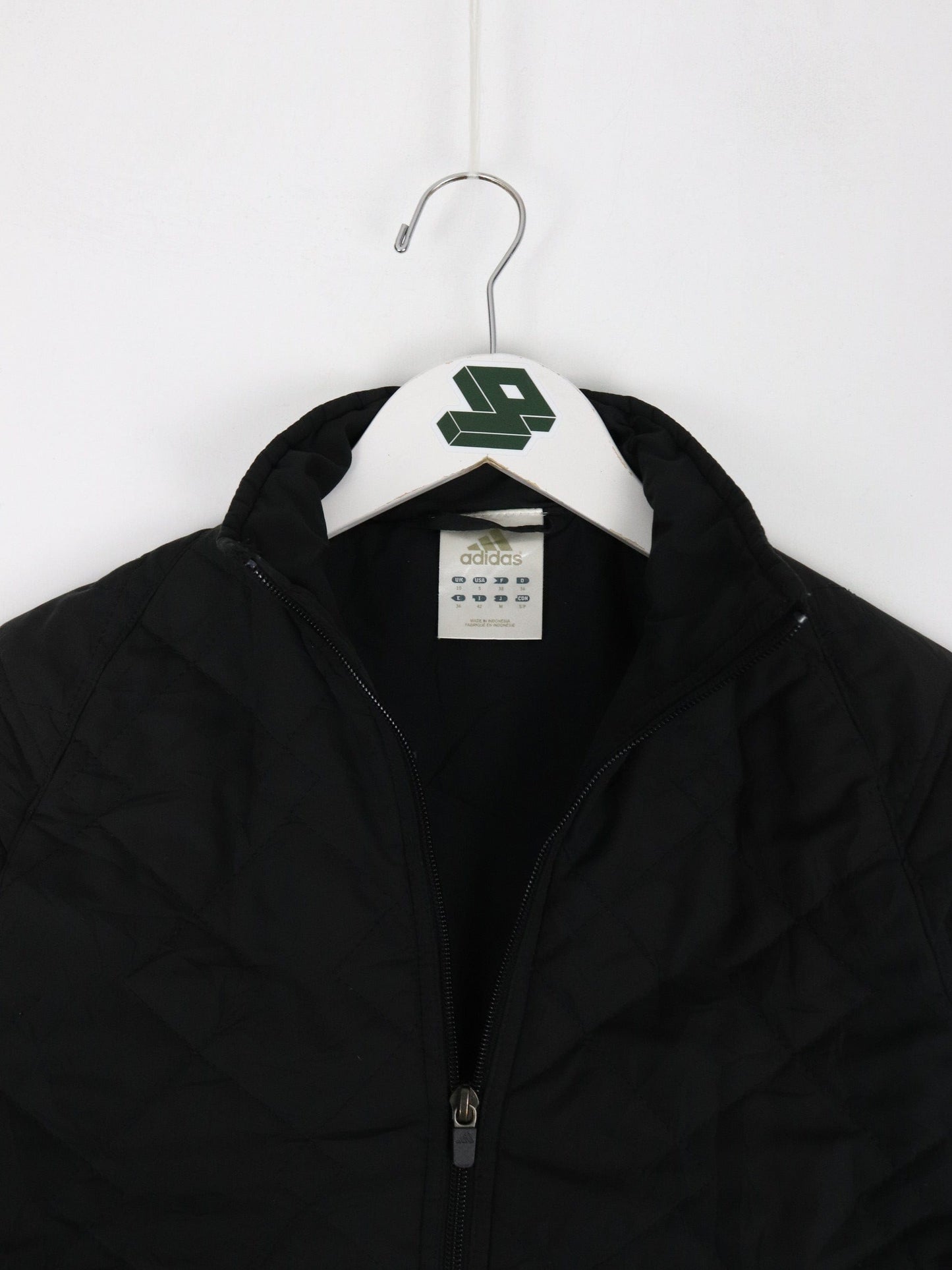Vintage Adidas Jacket Womens Small Black Quilt Y2K Coat from propervintagecanada