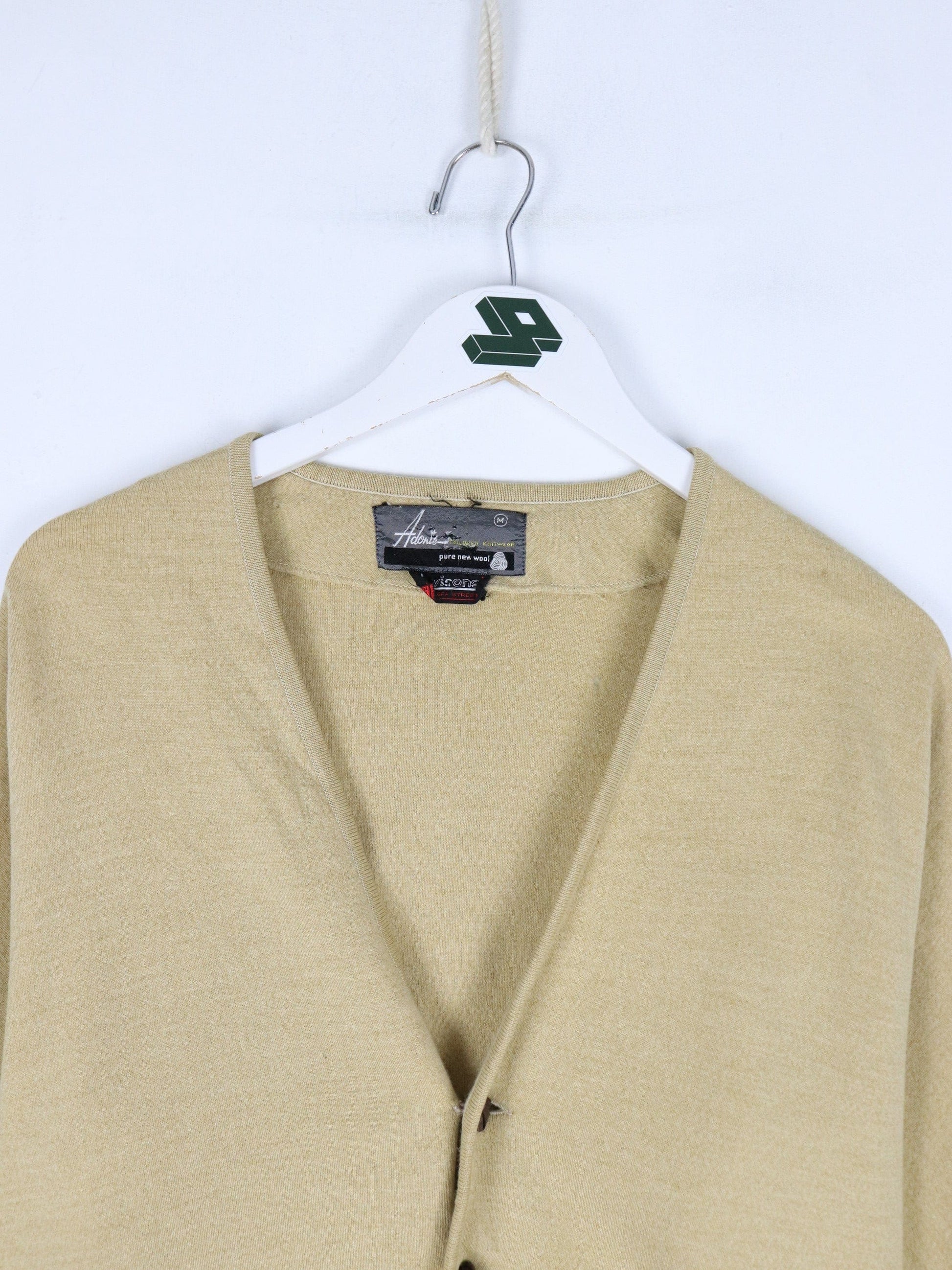 Vintage Adonis Sweater Fits Mens Small Beige Wool Knit Cardigan from propervintagecanada