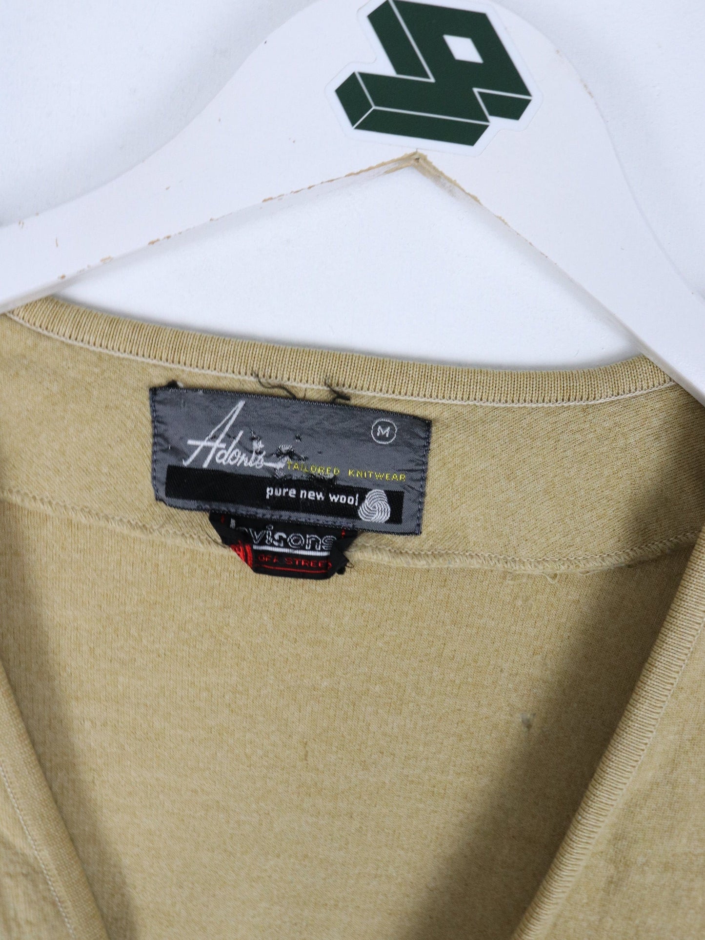 Vintage Adonis Sweater Fits Mens Small Beige Wool Knit Cardigan from propervintagecanada