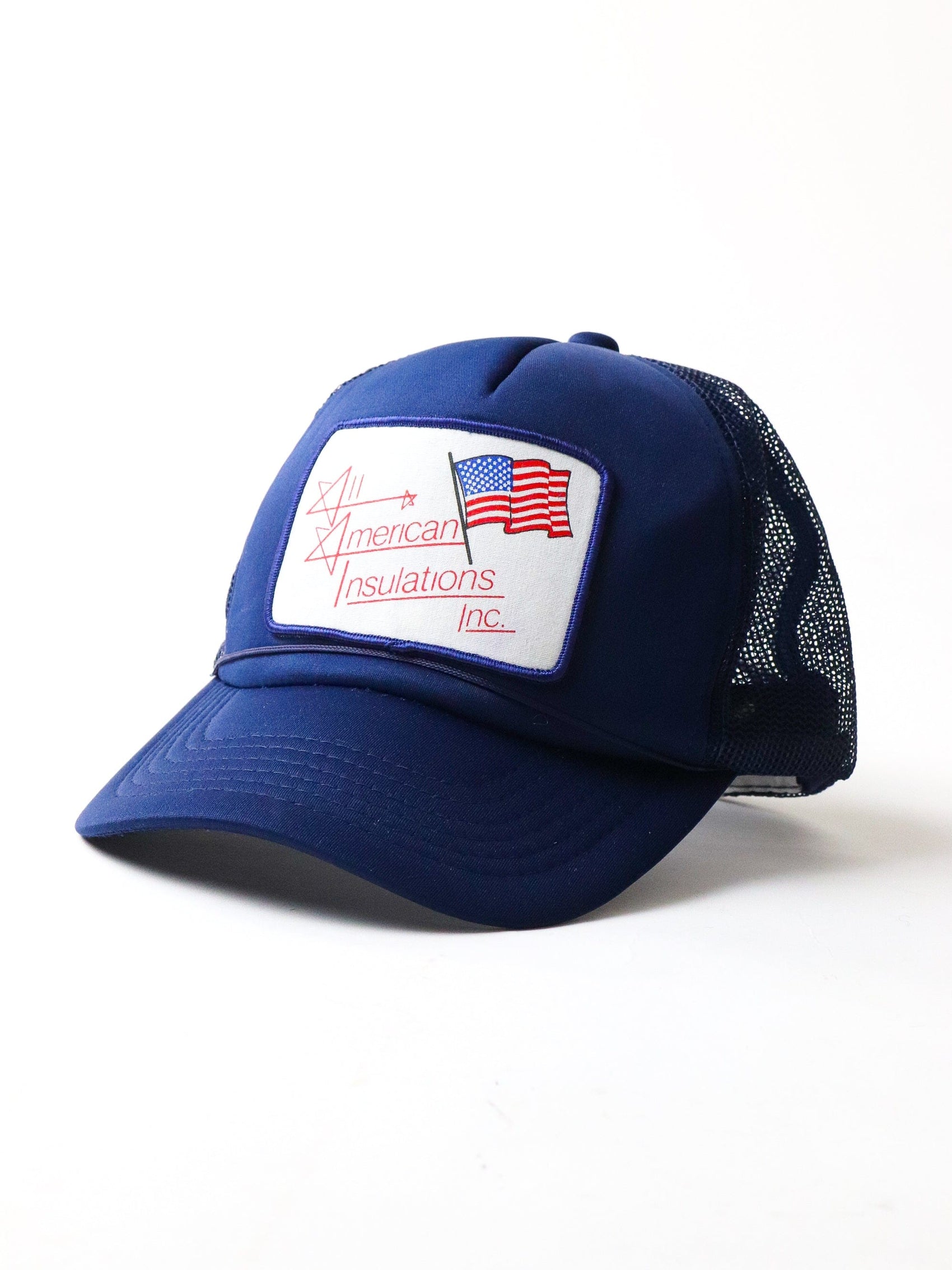 Vintage All American Insulations Hat Cap Adult Blue Trucker Snapback