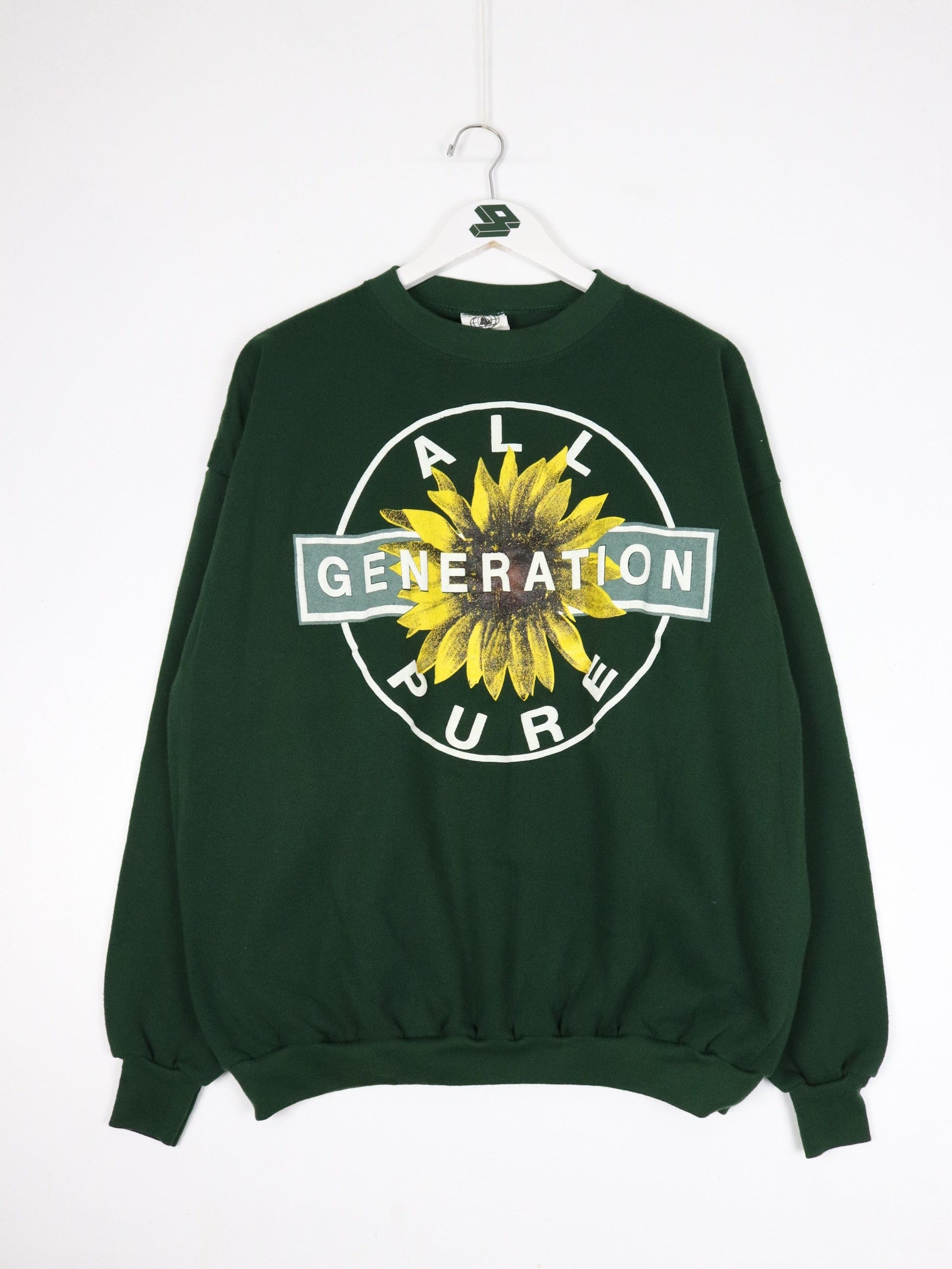 Vintage All Generation Pure Sweatshirt Mens L/XL Green Floral Sweater