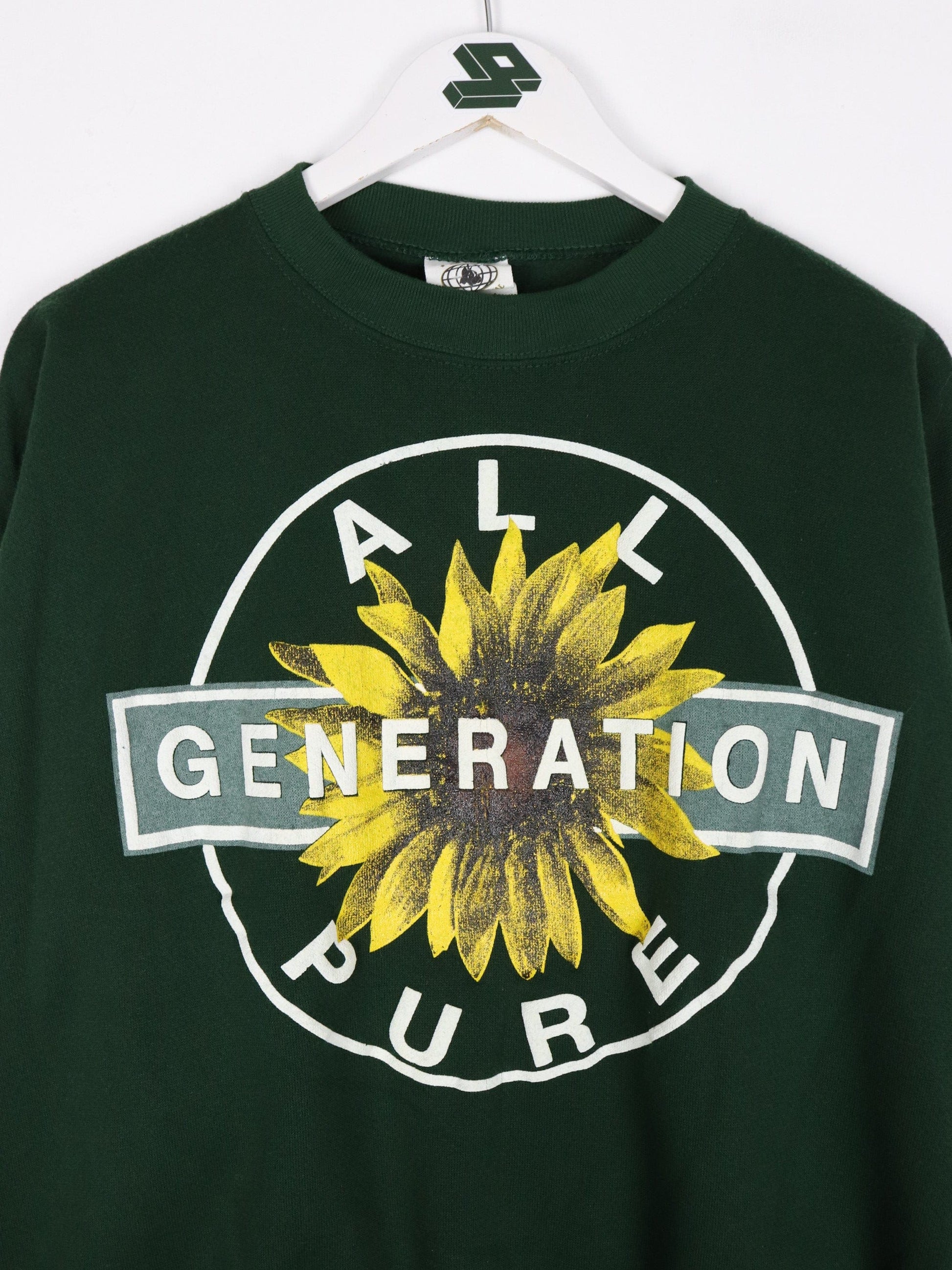 Vintage All Generation Pure Sweatshirt Mens L/XL Green Floral Sweater