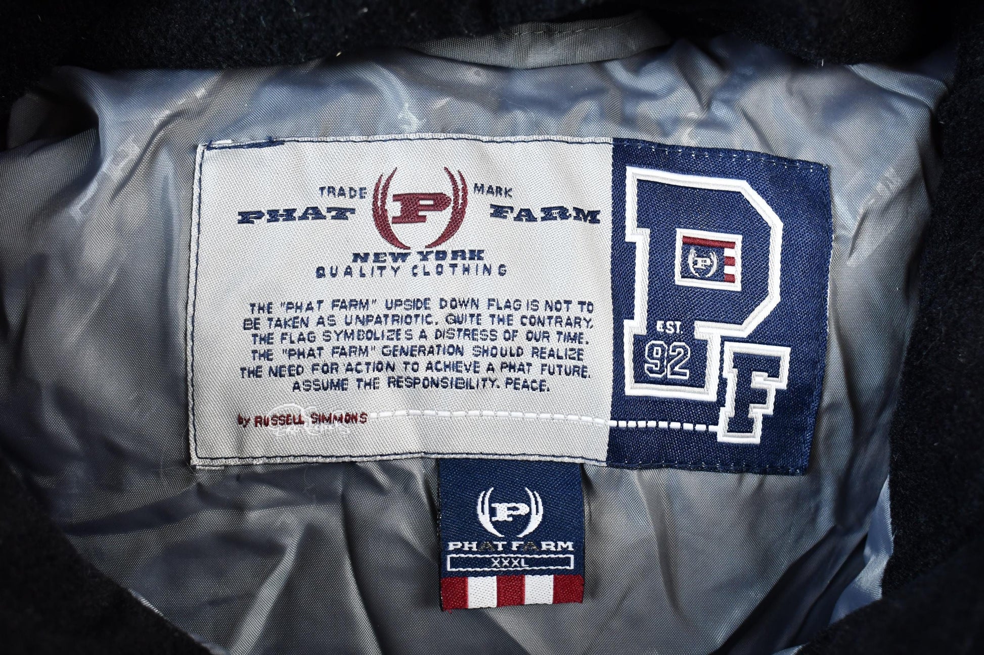 Vintage All Over Print Phat Farm Y2K Winter Puffer Jacket Men's 2XL from propervintagecanada
