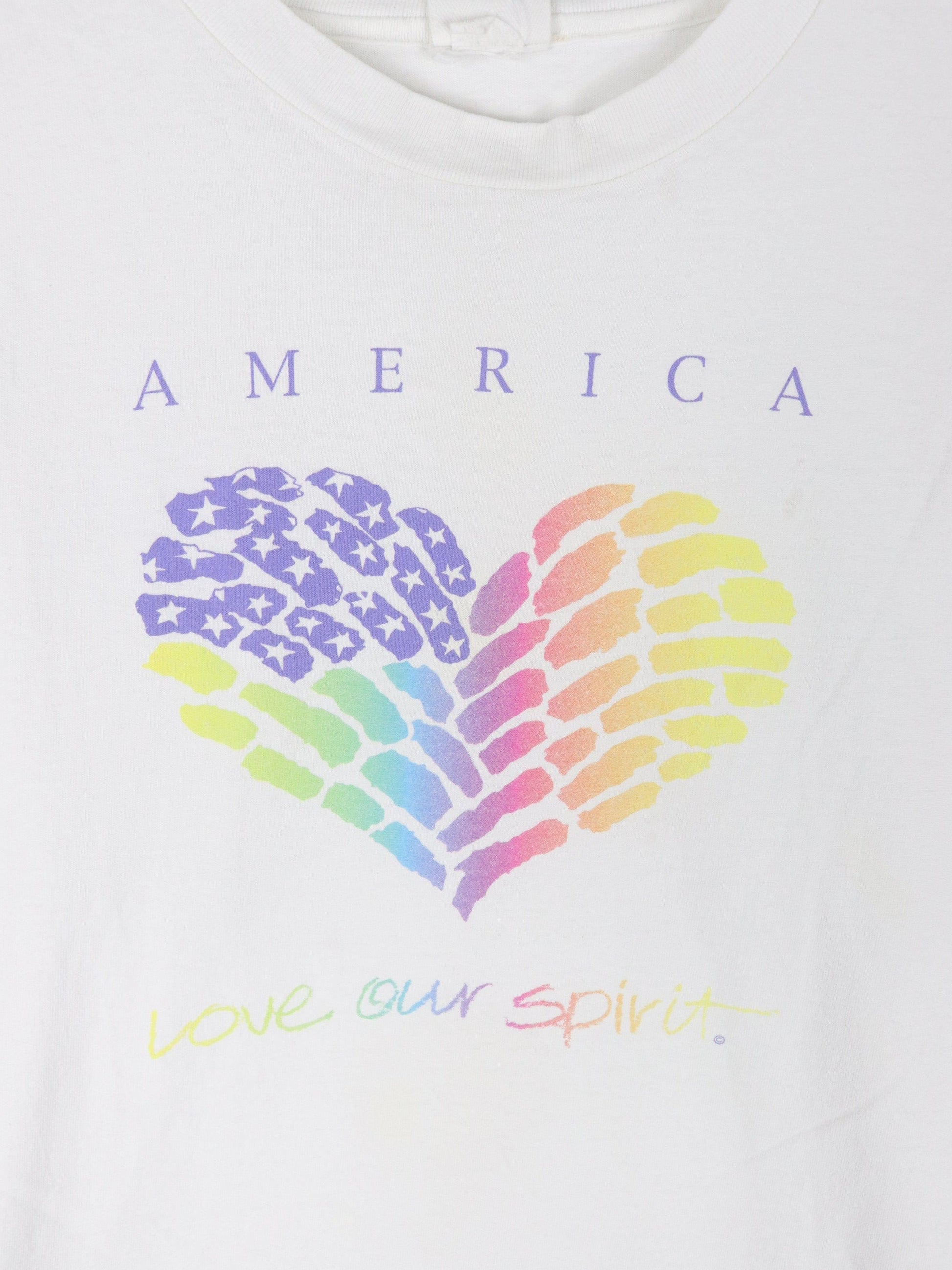 Vintage America T Shirt Mens XL White 90s Heart USA
