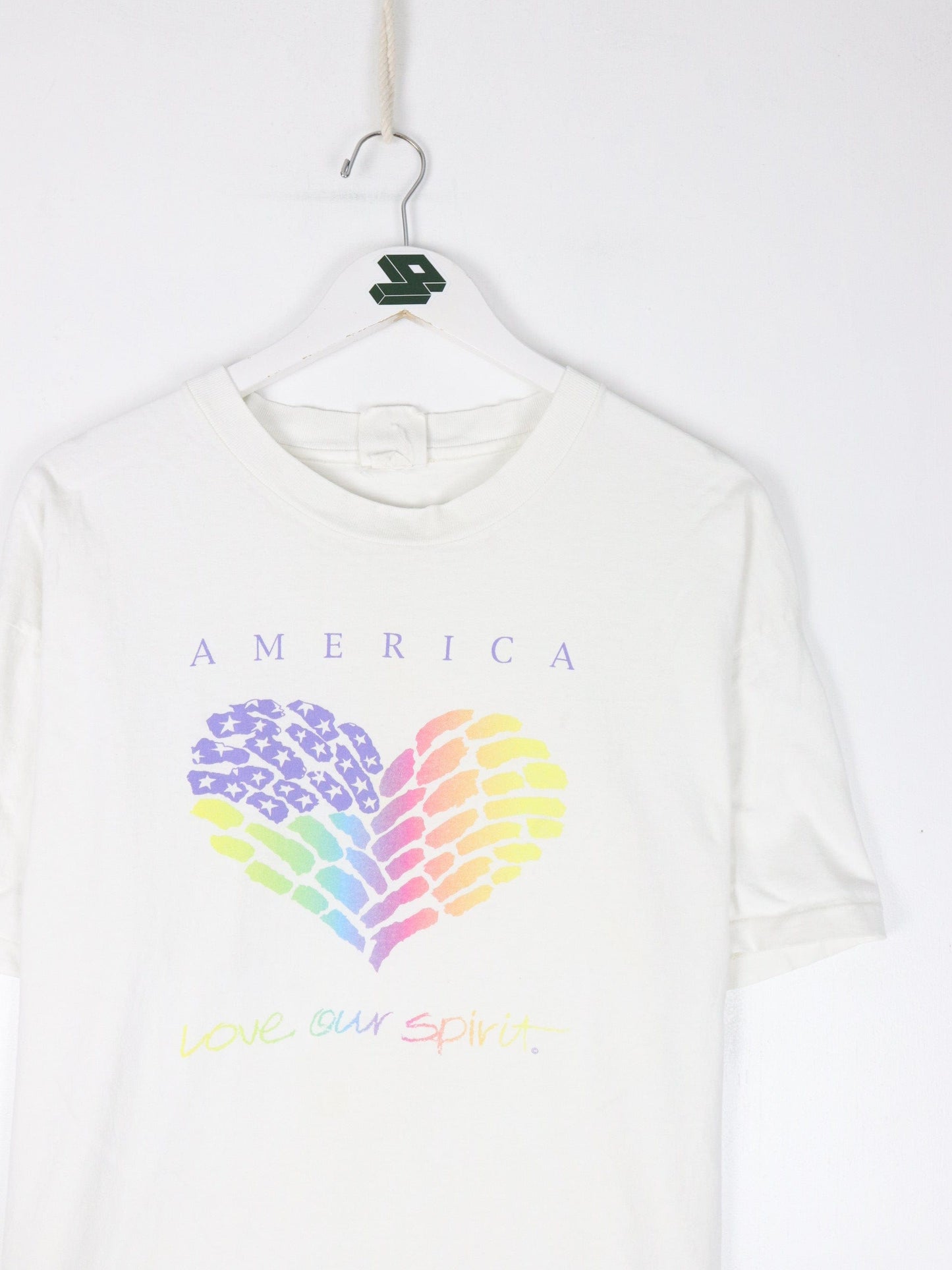 Vintage America T Shirt Mens XL White 90s Heart USA