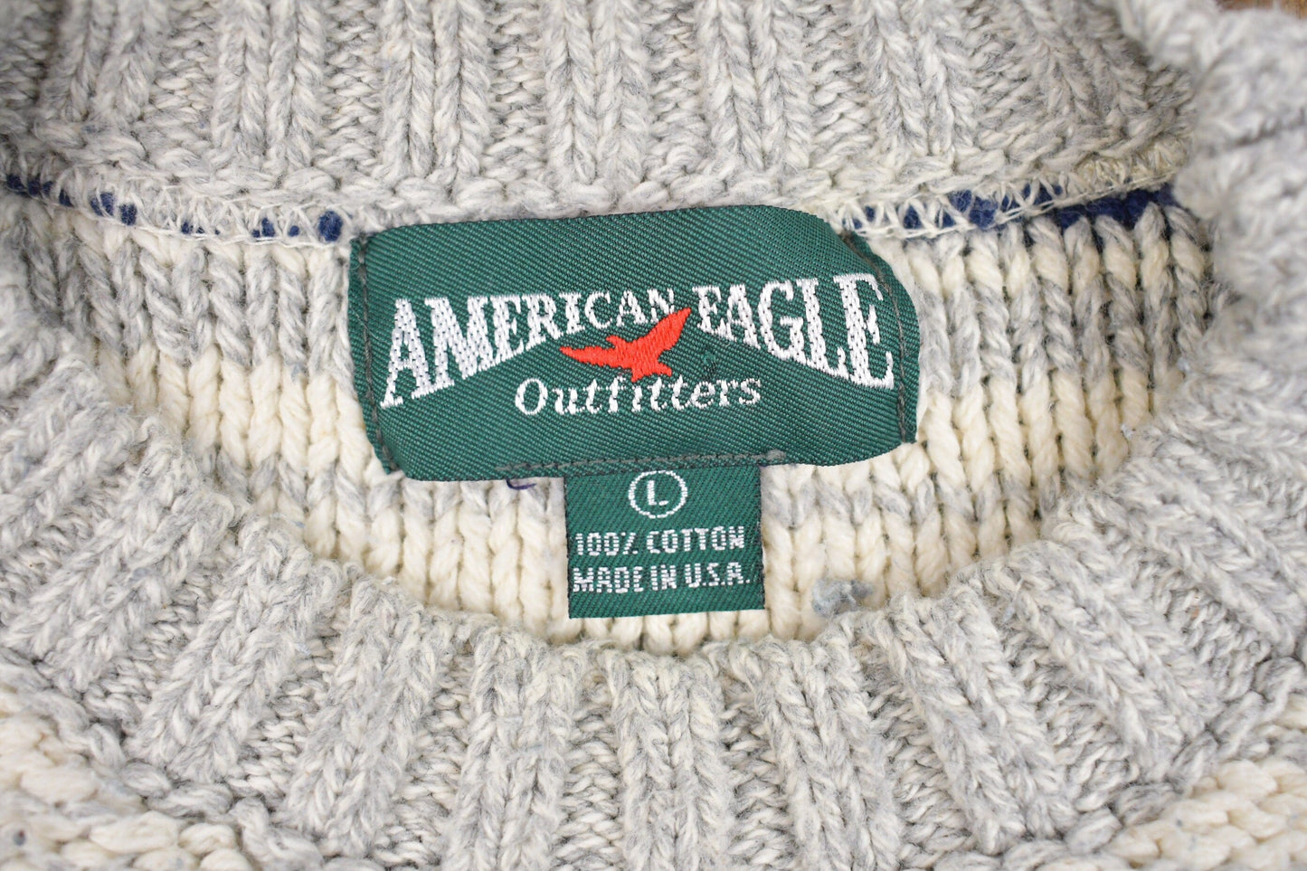 Vintage American Eagle Striped Knitted Sweater Men's Large from propervintagecanada
