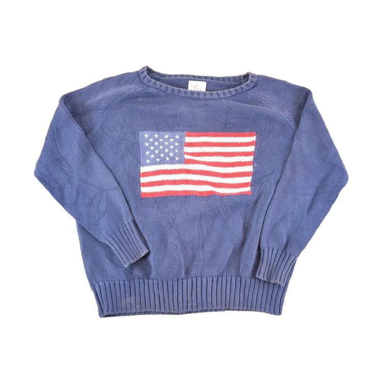 Vintage American Flag Knit Sweater, Y2K Patriotic Pullover, Women's Medium from propervintagecanada