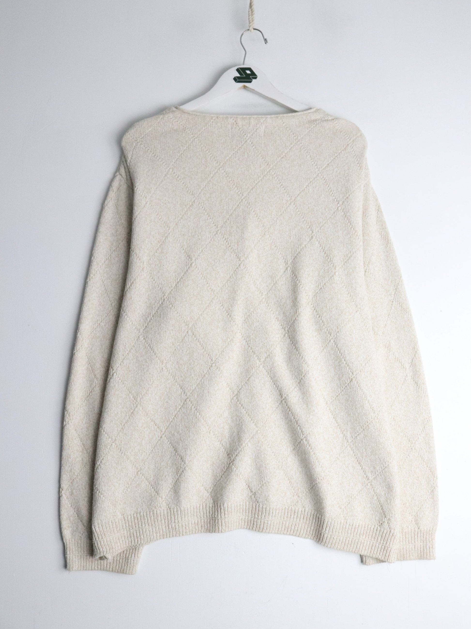 Vintage Arnold Palmer Sweater Mens XL Beige Knit Cardigan