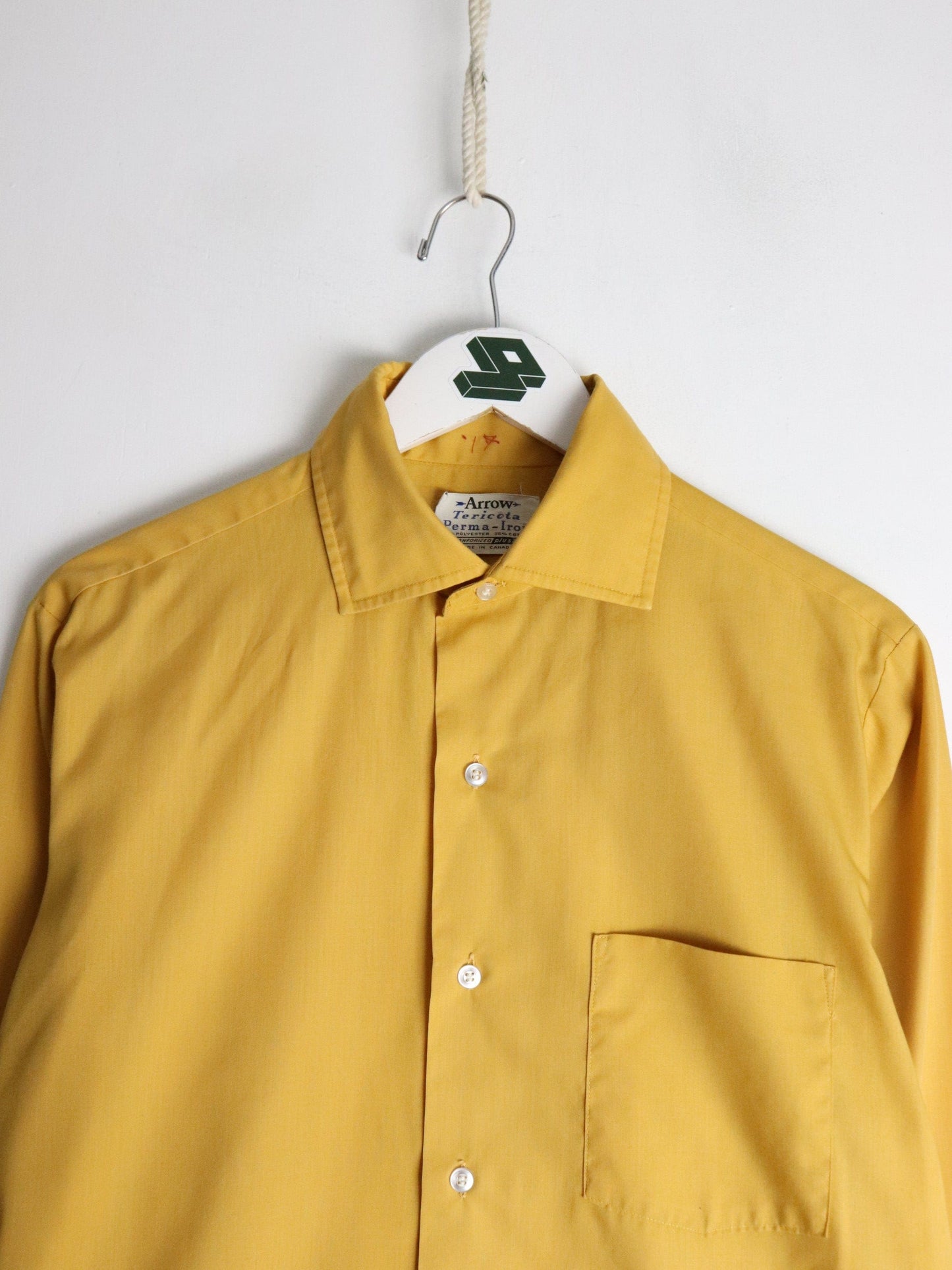 Vintage Arrow Shirt Mens Medium Yellow Button Up from propervintagecanada