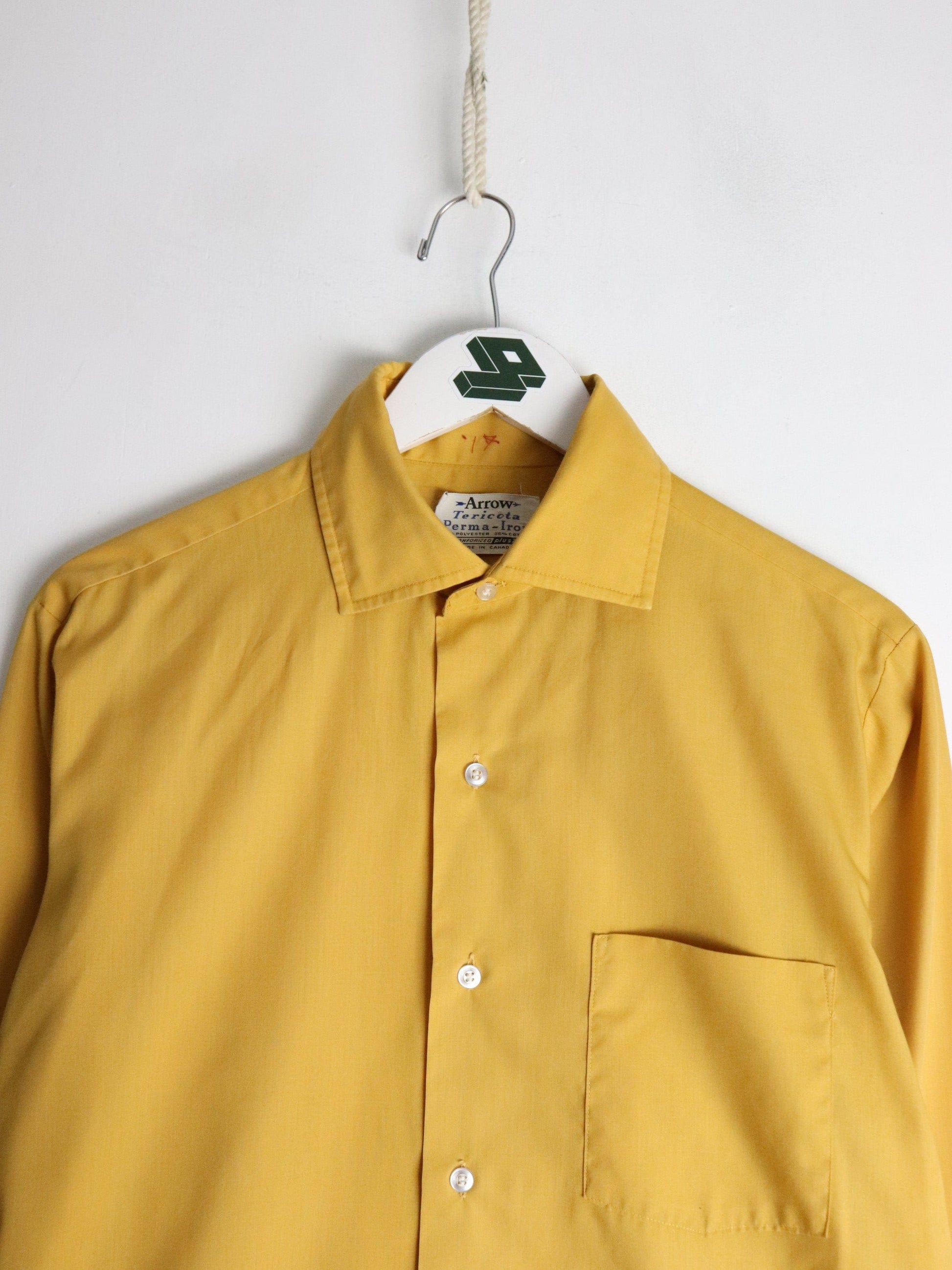 Vintage Arrow Shirt Mens Medium Yellow Button Up from propervintagecanada