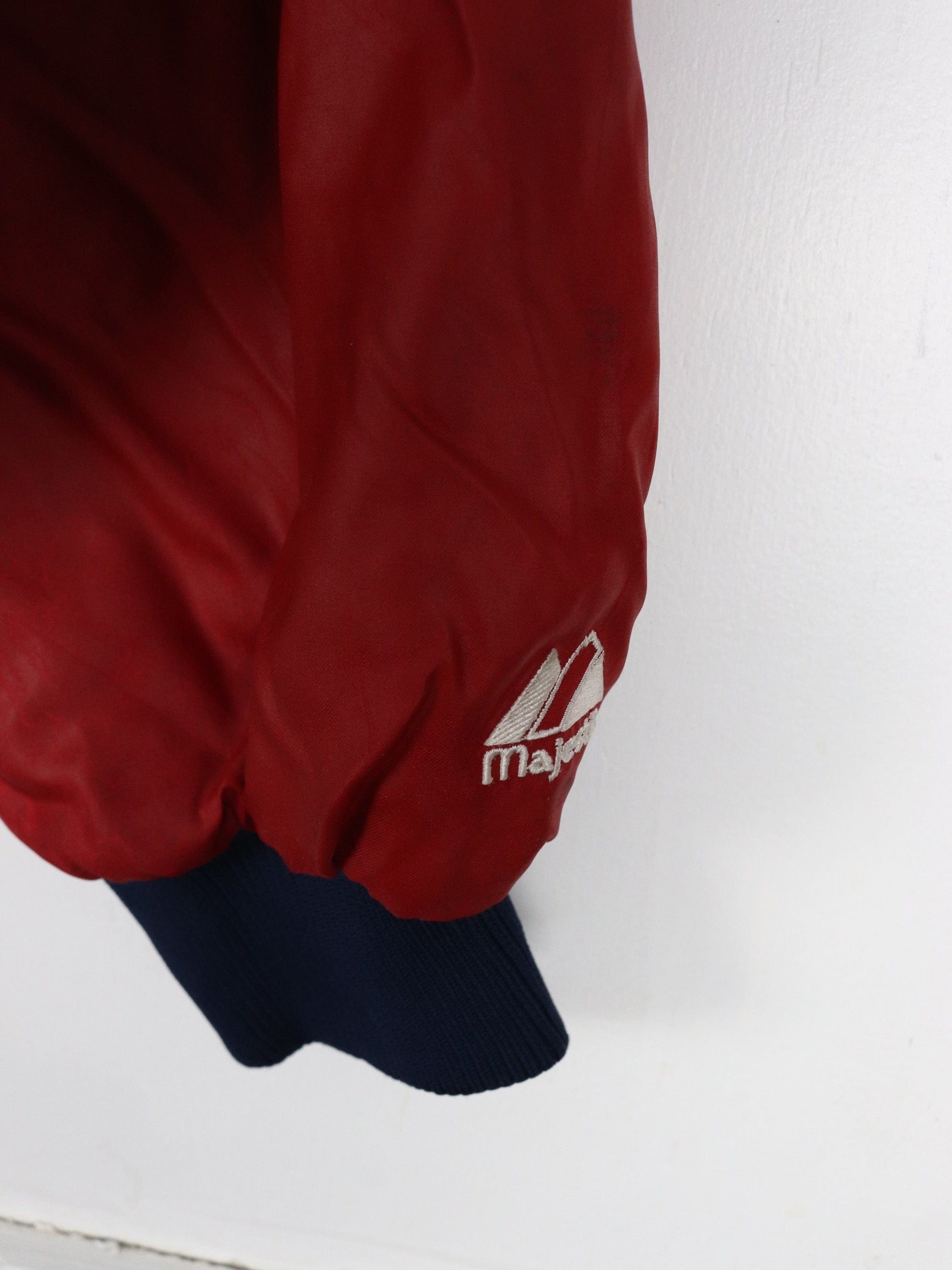 Vintage Atlanta Braves Jacket Mens 2XL Blue Wax Cost MLB Varsity Bomber from propervintagecanada