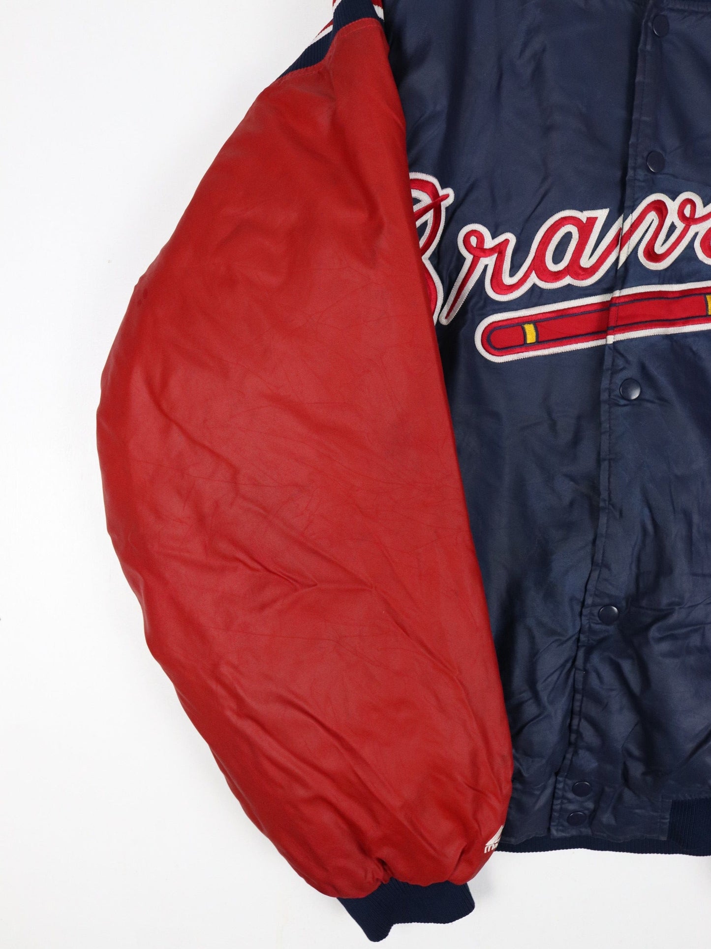 Vintage Atlanta Braves Jacket Mens 2XL Blue Wax Cost MLB Varsity Bomber from propervintagecanada