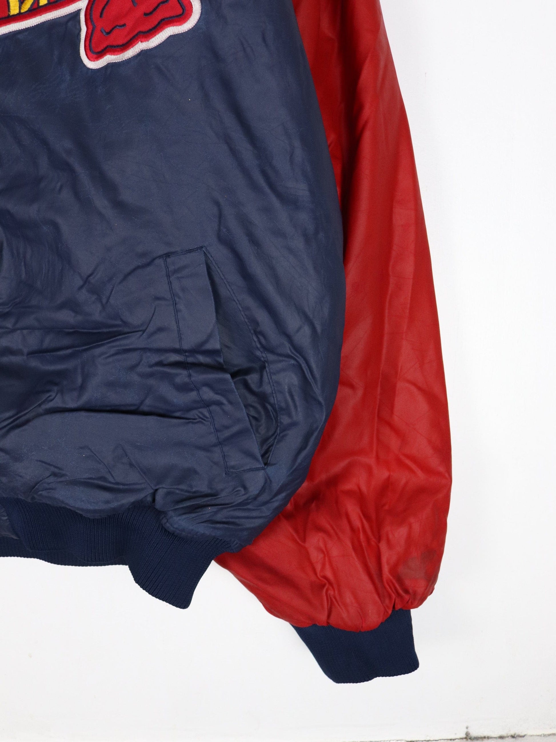 Vintage Atlanta Braves Jacket Mens 2XL Blue Wax Cost MLB Varsity Bomber from propervintagecanada