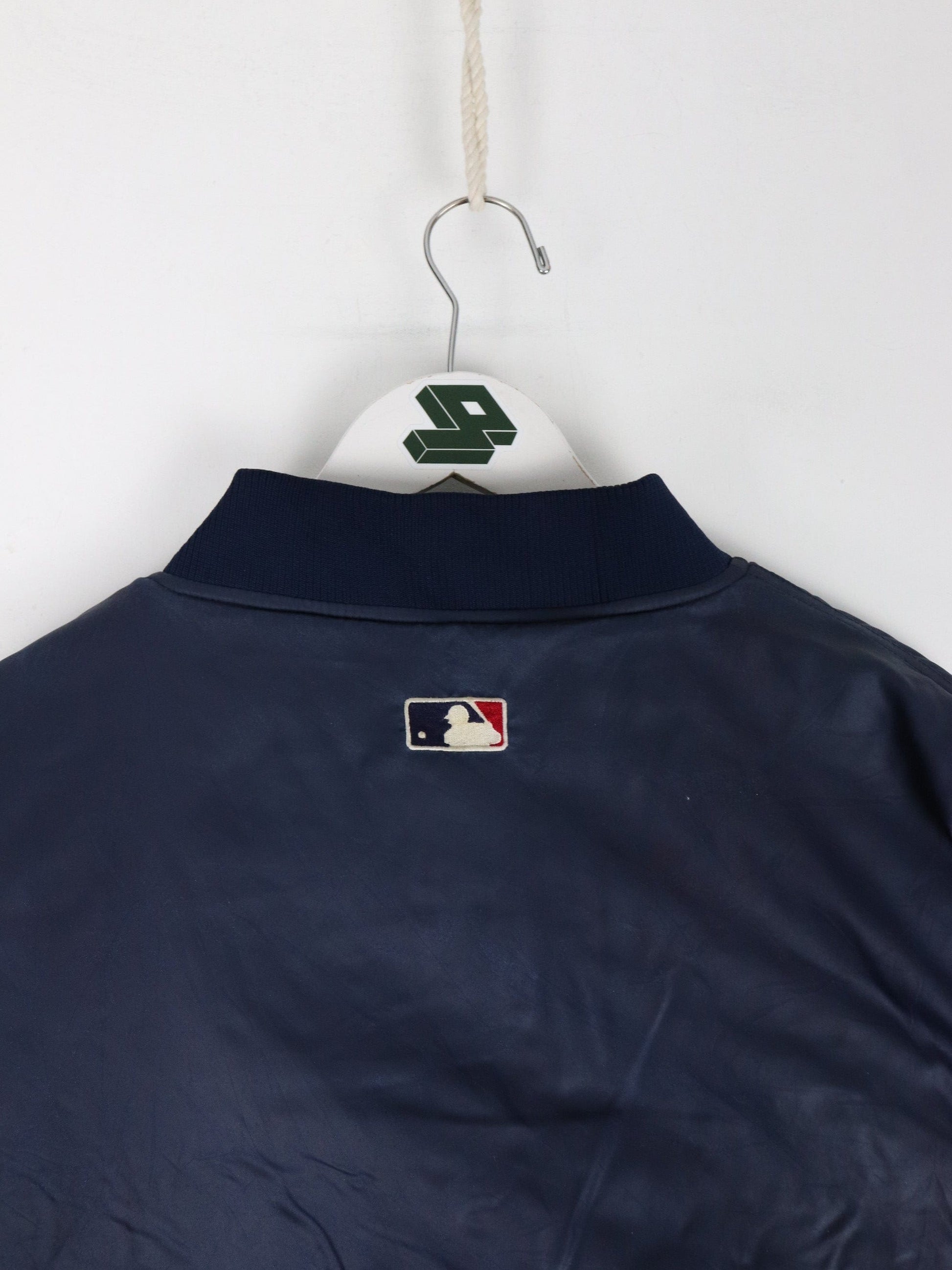 Vintage Atlanta Braves Jacket Mens 2XL Blue Wax Cost MLB Varsity Bomber from propervintagecanada