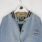 Vintage B.U.M. Equipment Jacket Mens Large Blue Denim Varsity from propervintagecanada