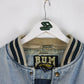Vintage B.U.M. Equipment Jacket Mens Large Blue Denim Varsity from propervintagecanada
