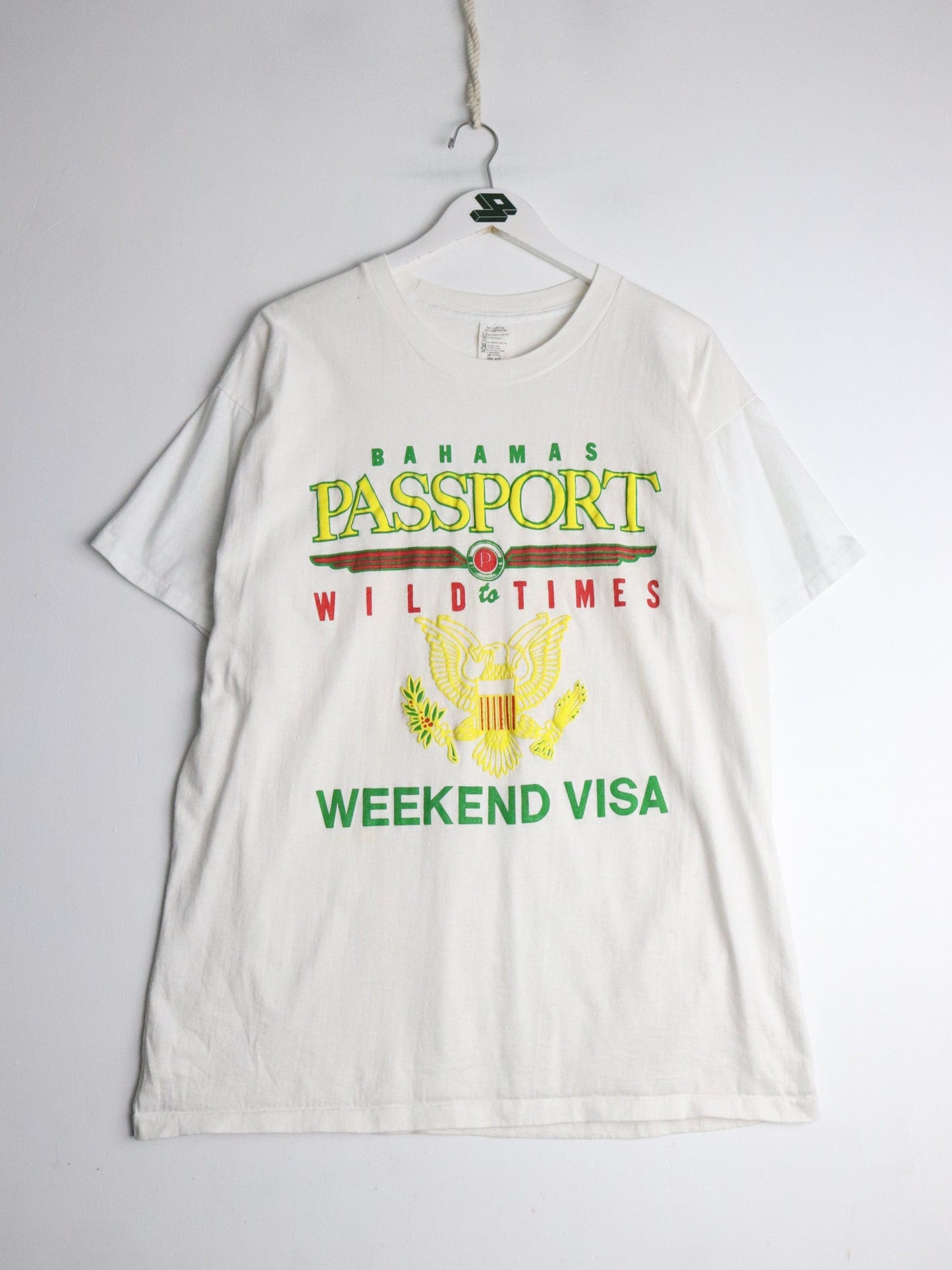 Vintage Bahamas Passport T Shirt Mens XL White 90s Funny from propervintagecanada