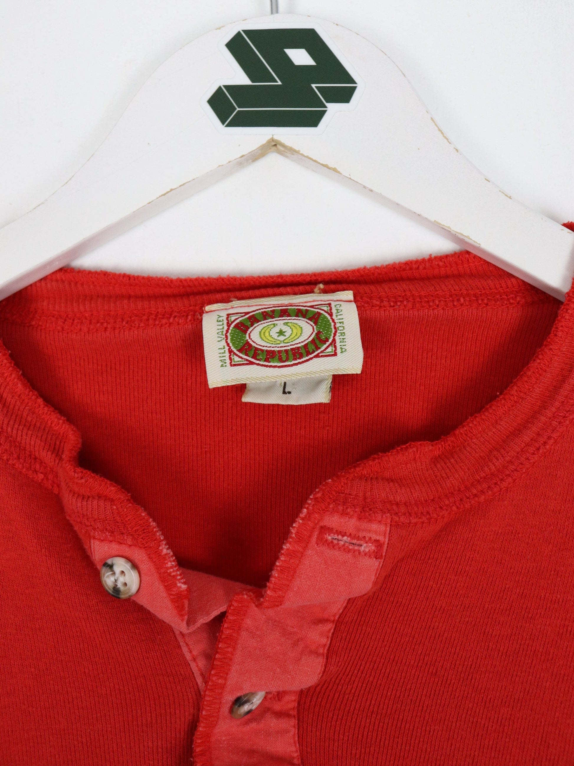 Vintage Banana Republic Shirt Womens Large Red Henley 90s from propervintagecanada