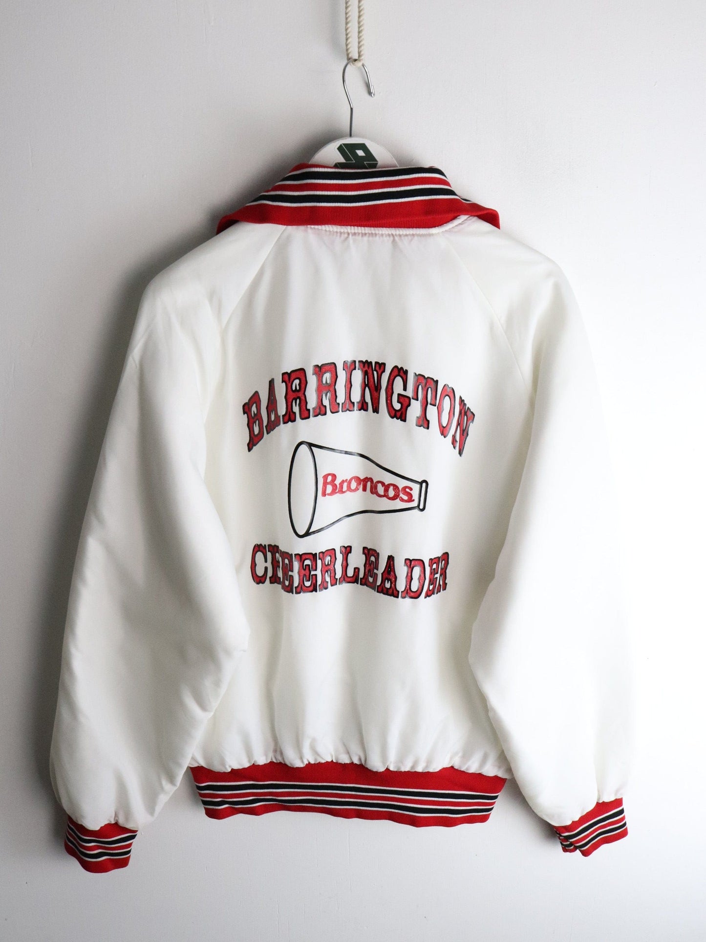 Vintage Barrington Cheerleading Jacket Adult Large White from propervintagecanada