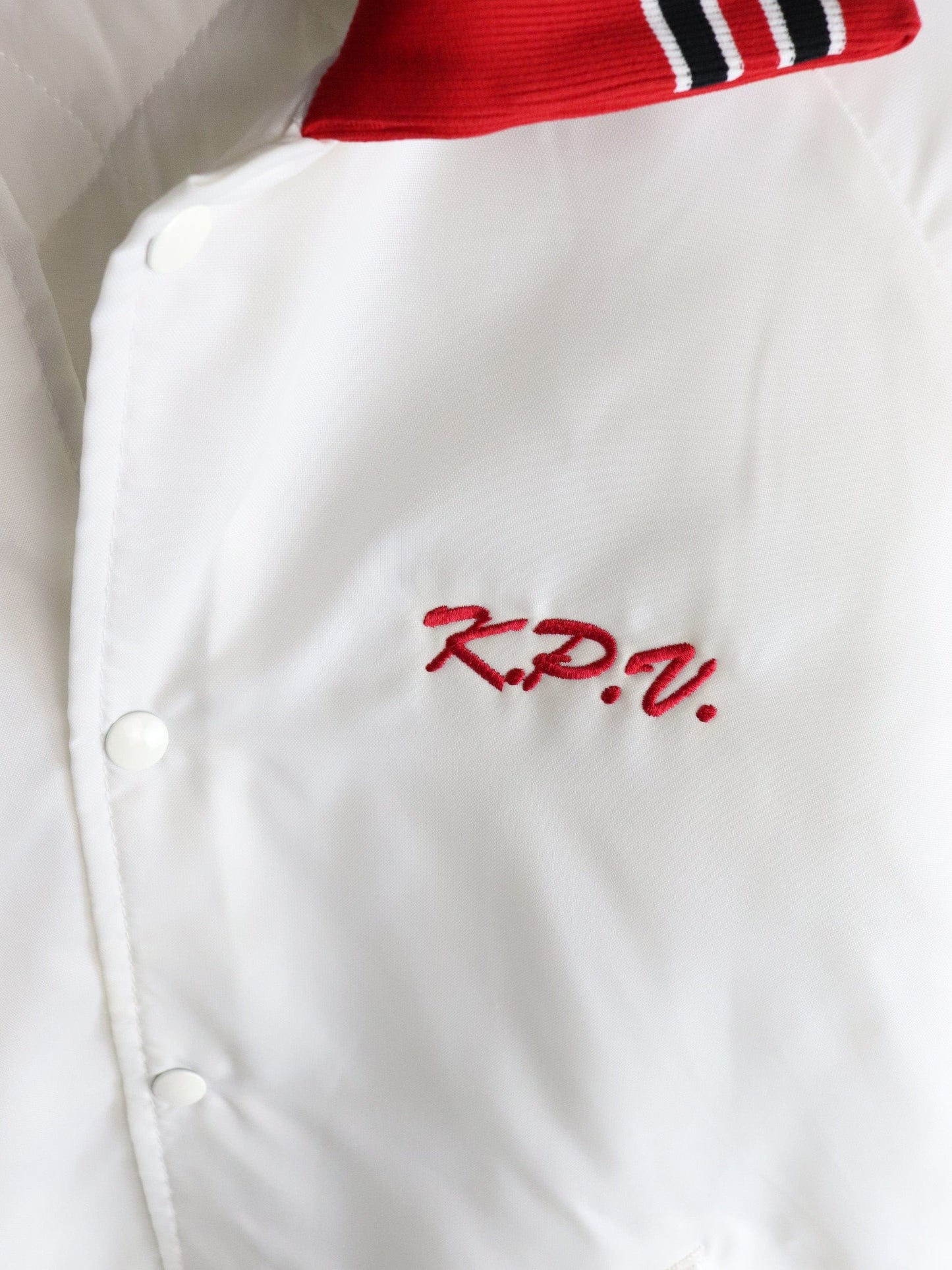 Vintage Barrington Cheerleading Jacket Adult Large White from propervintagecanada