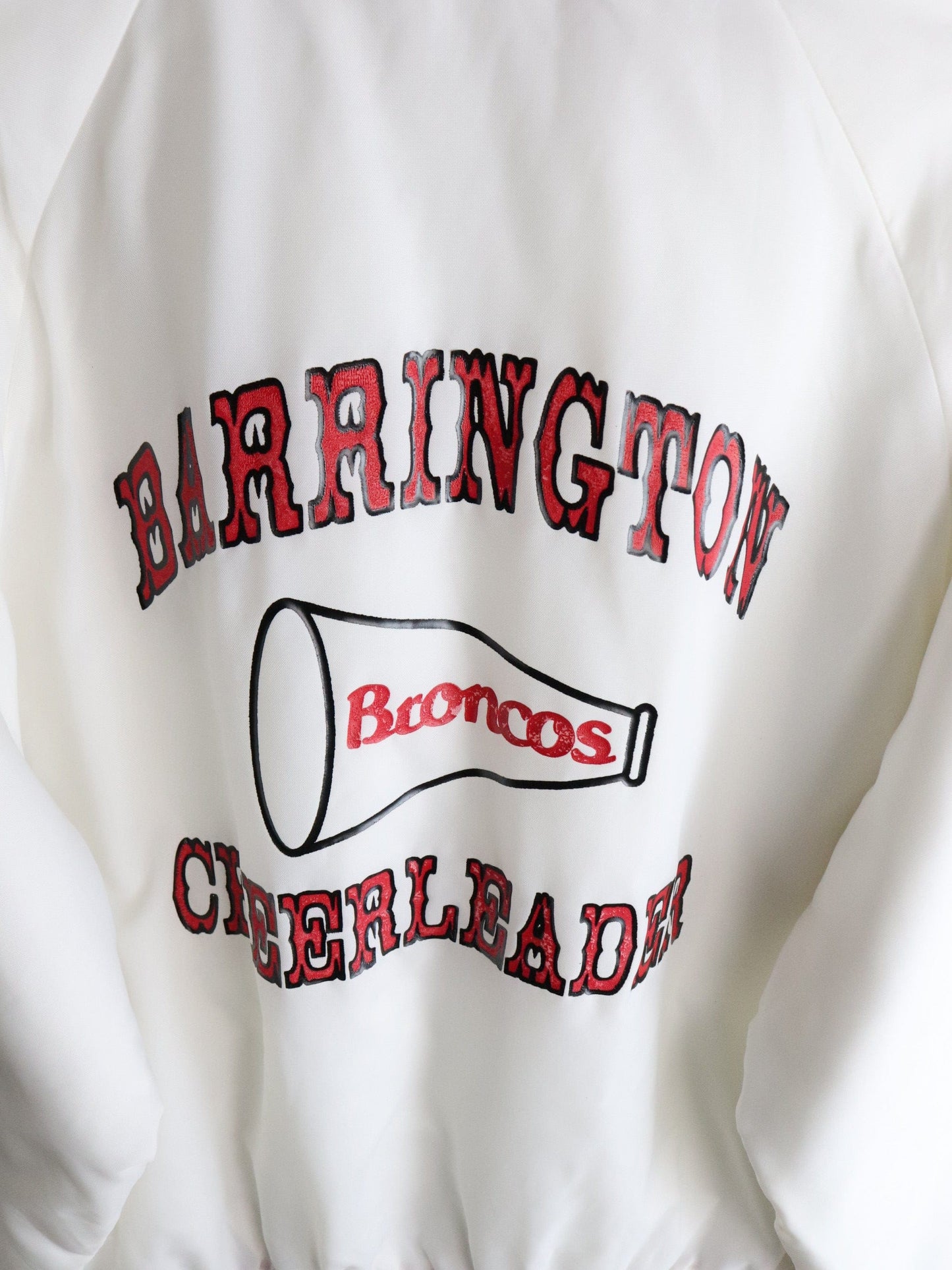 Vintage Barrington Cheerleading Jacket Adult Large White from propervintagecanada