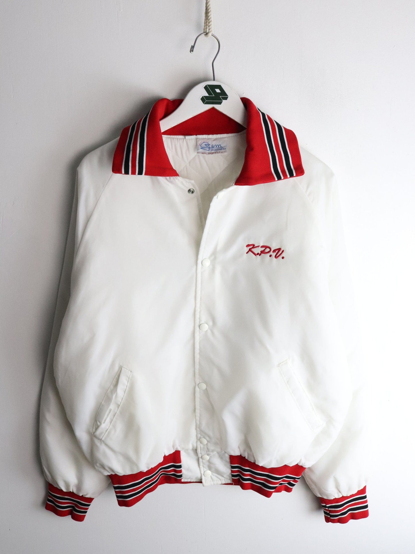 Vintage Barrington Cheerleading Jacket Adult Large White from propervintagecanada