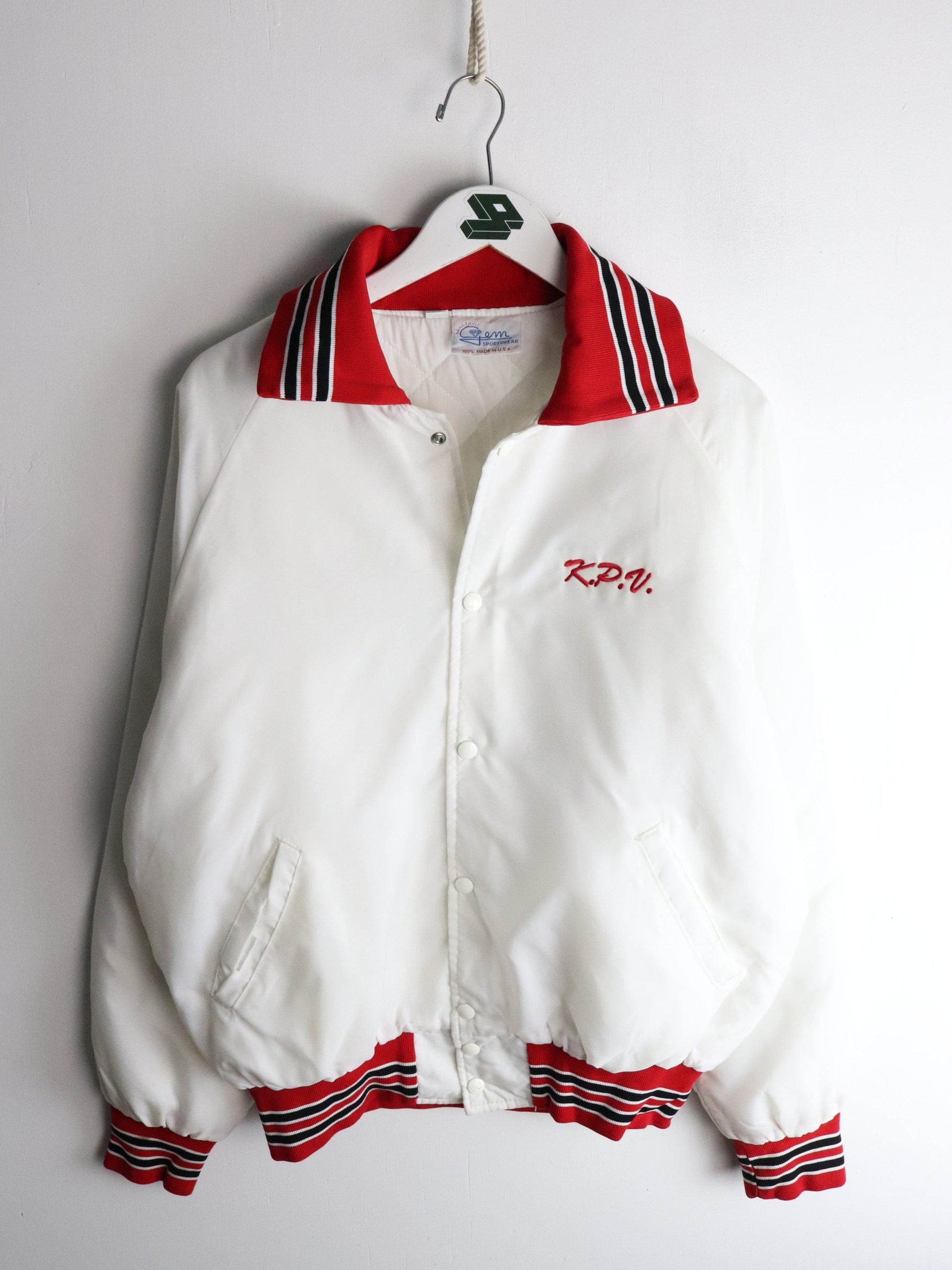 Vintage Barrington Cheerleading Jacket Adult Large White from propervintagecanada