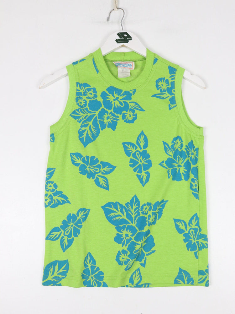 Vintage Beverly Hills Blues Tank Top Womens Small Green Floral from propervintagecanada