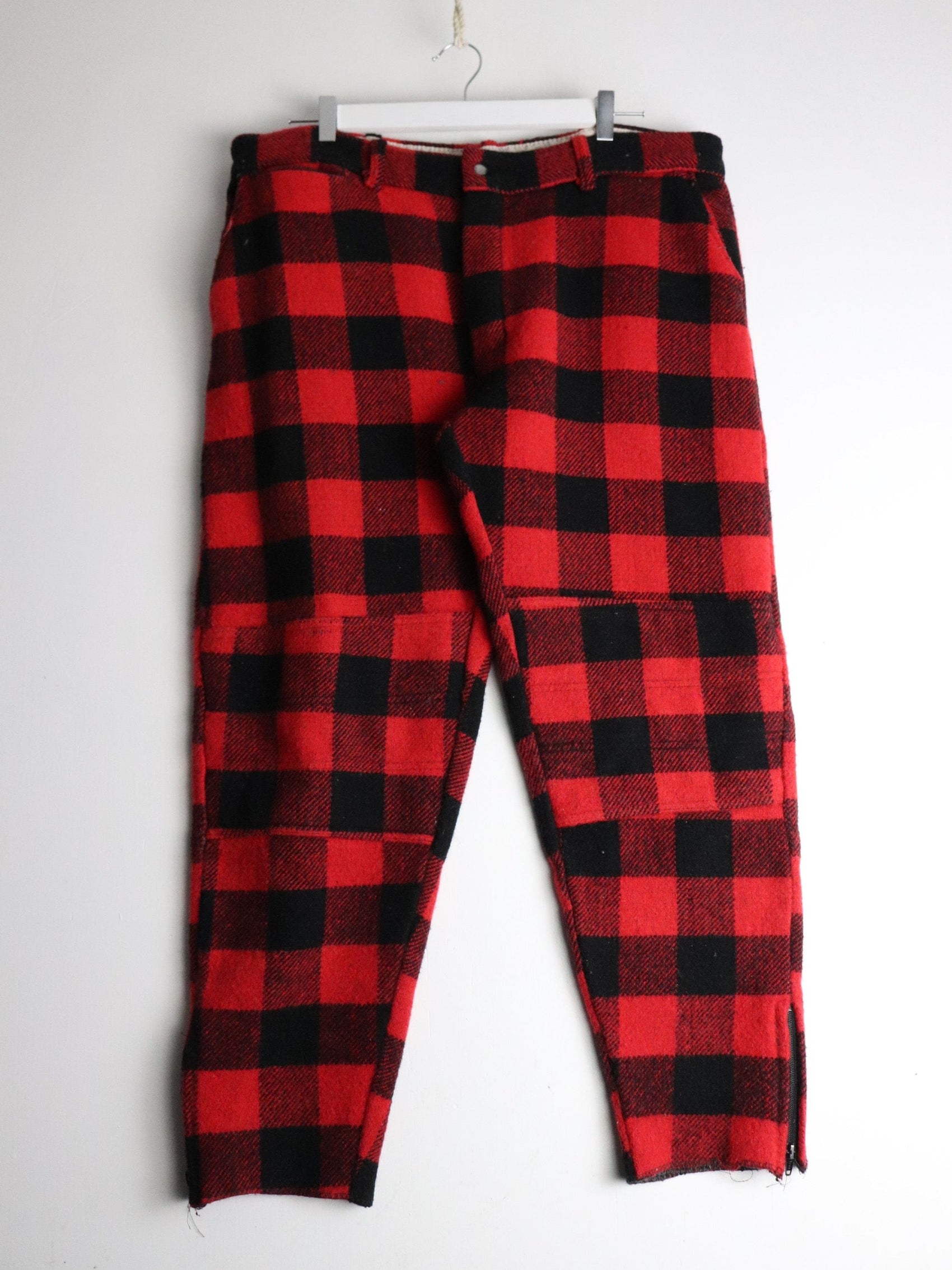 Vintage Big Bill Pants Mens 38 x 30 Red Buffalo Plaid Wool