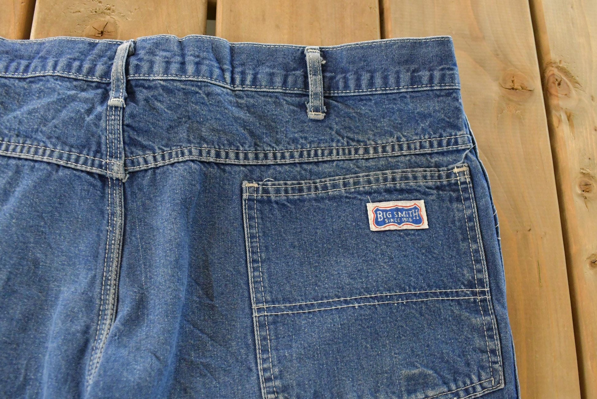 Vintage Big Smith Distressed Denim Carpenter Jeans, Men's 39x28 from propervintagecanada