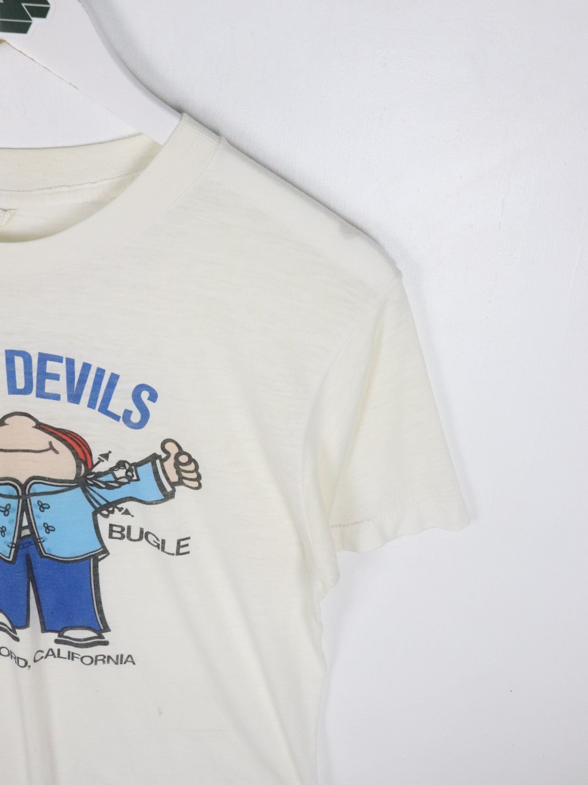 Vintage Blue Devils Drum Bugle T Shirt Mens Medium White