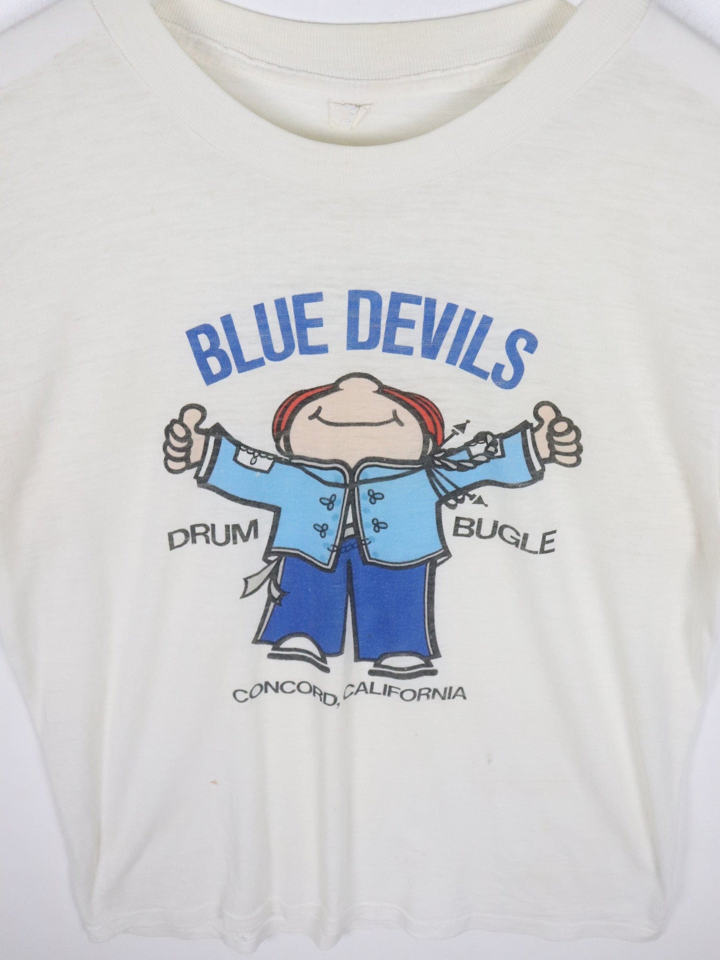 Vintage Blue Devils Drum Bugle T Shirt Mens Medium White