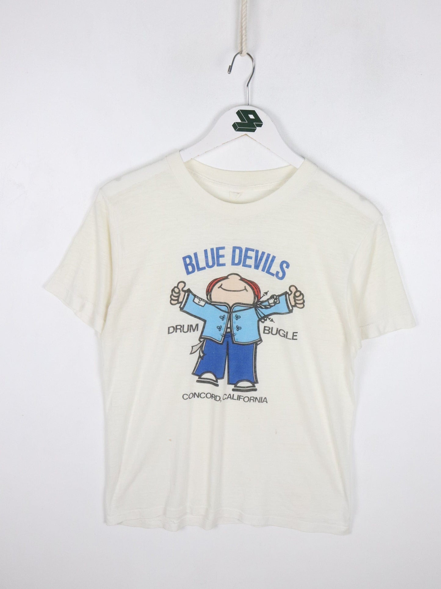 Vintage Blue Devils Drum Bugle T Shirt Mens Medium White