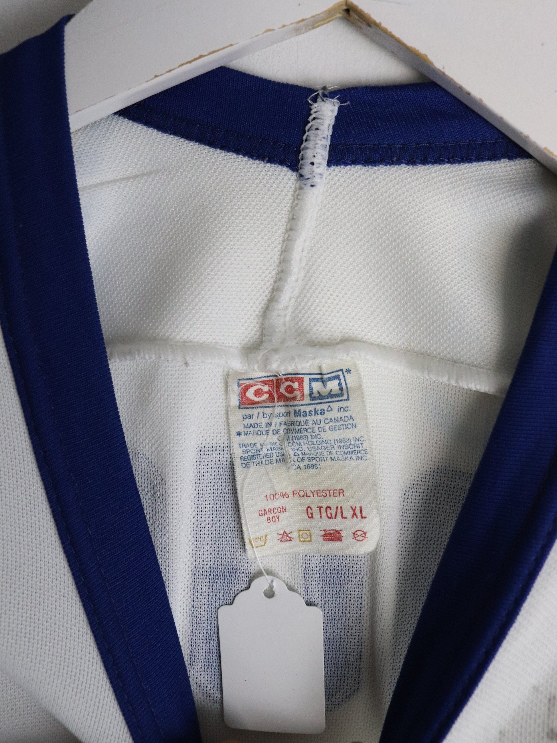 Vintage Bob Rouse Toronto Maple Leafs Hockey Jersey Youth L/XL White CCM Signed from propervintagecanada