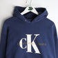 Vintage Bootleg Calvin Klein Sweatshirt Mens XL Blue Hoodie from propervintagecanada