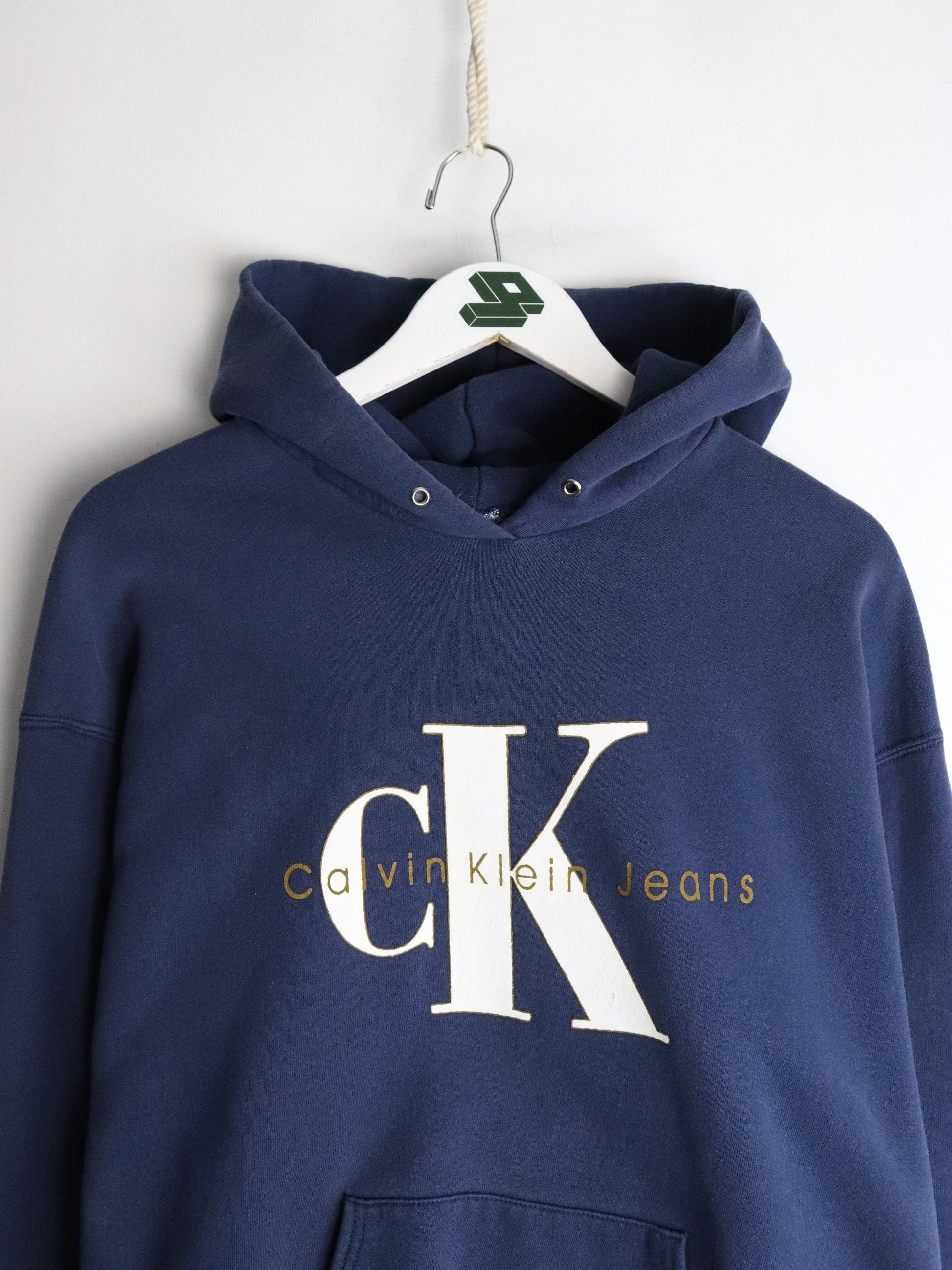 Vintage Bootleg Calvin Klein Sweatshirt Mens XL Blue Hoodie from propervintagecanada
